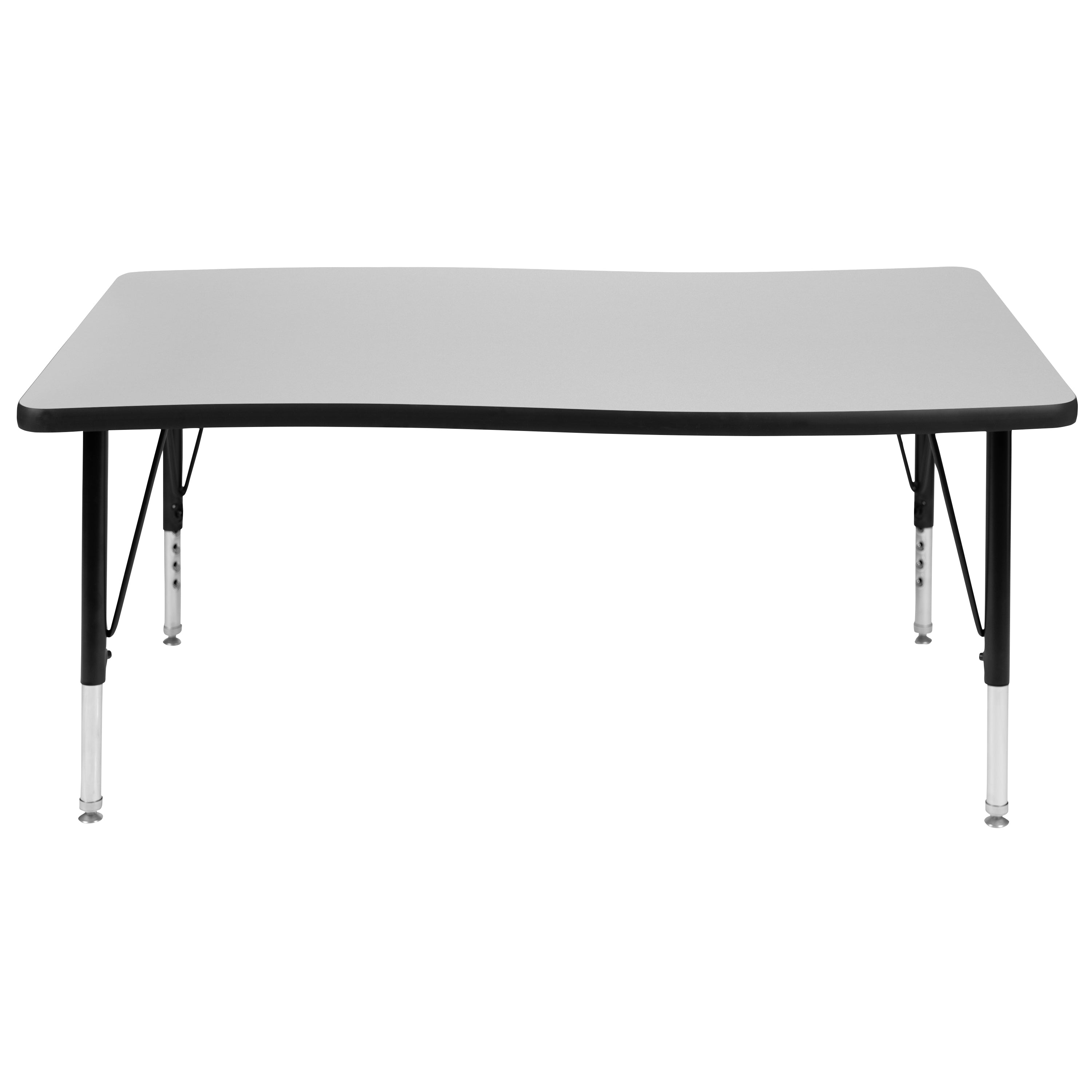 Wren 28"W x 47.5"L Rectangle Wave Flexible Collaborative Grey Thermal Laminate Activity Table - Height Adjust Short Legs