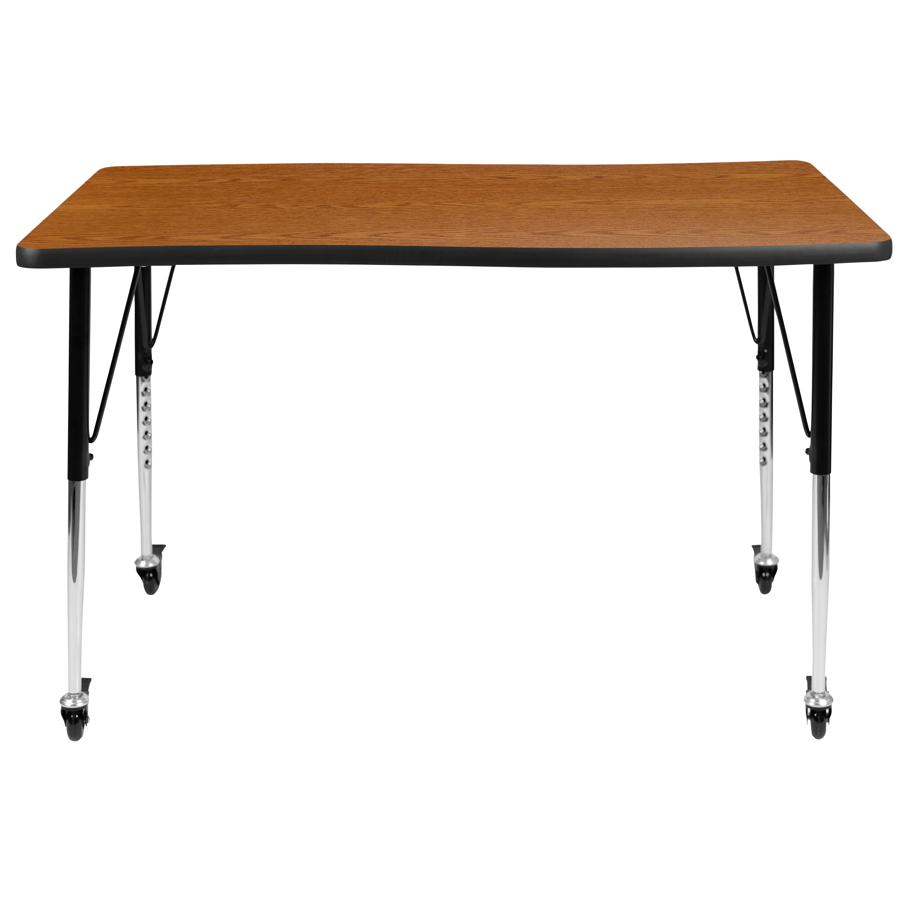 Wren Mobile 28"W x 47.5"L Rectangle Wave Flexible Collaborative Oak Laminate Activity Table-Standard Height Adjust Legs