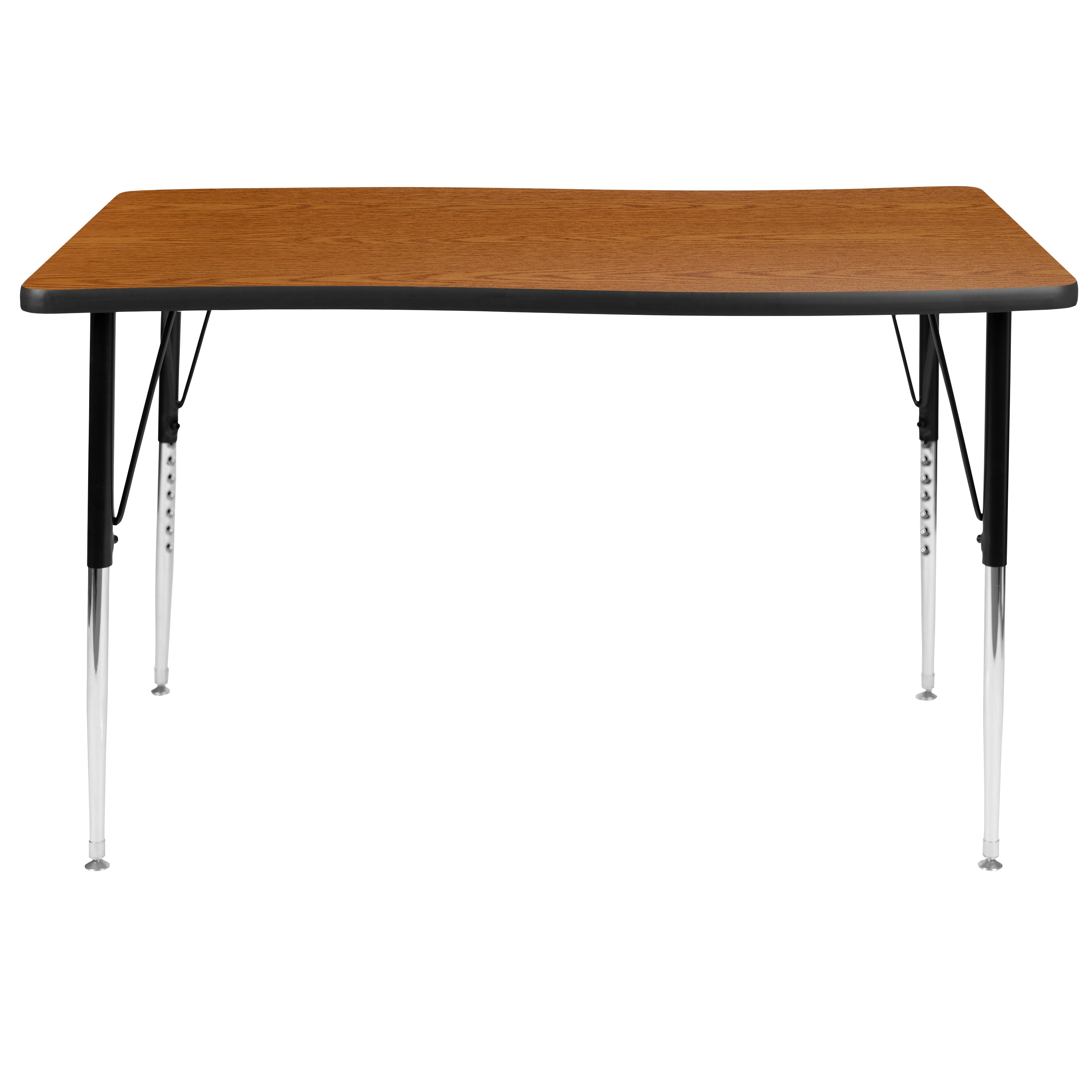 Wren 28"W x 47.5"L Rectangular Wave Flexible Collaborative Oak Finish Laminate Activity Table - Standard Height Adjust Legs