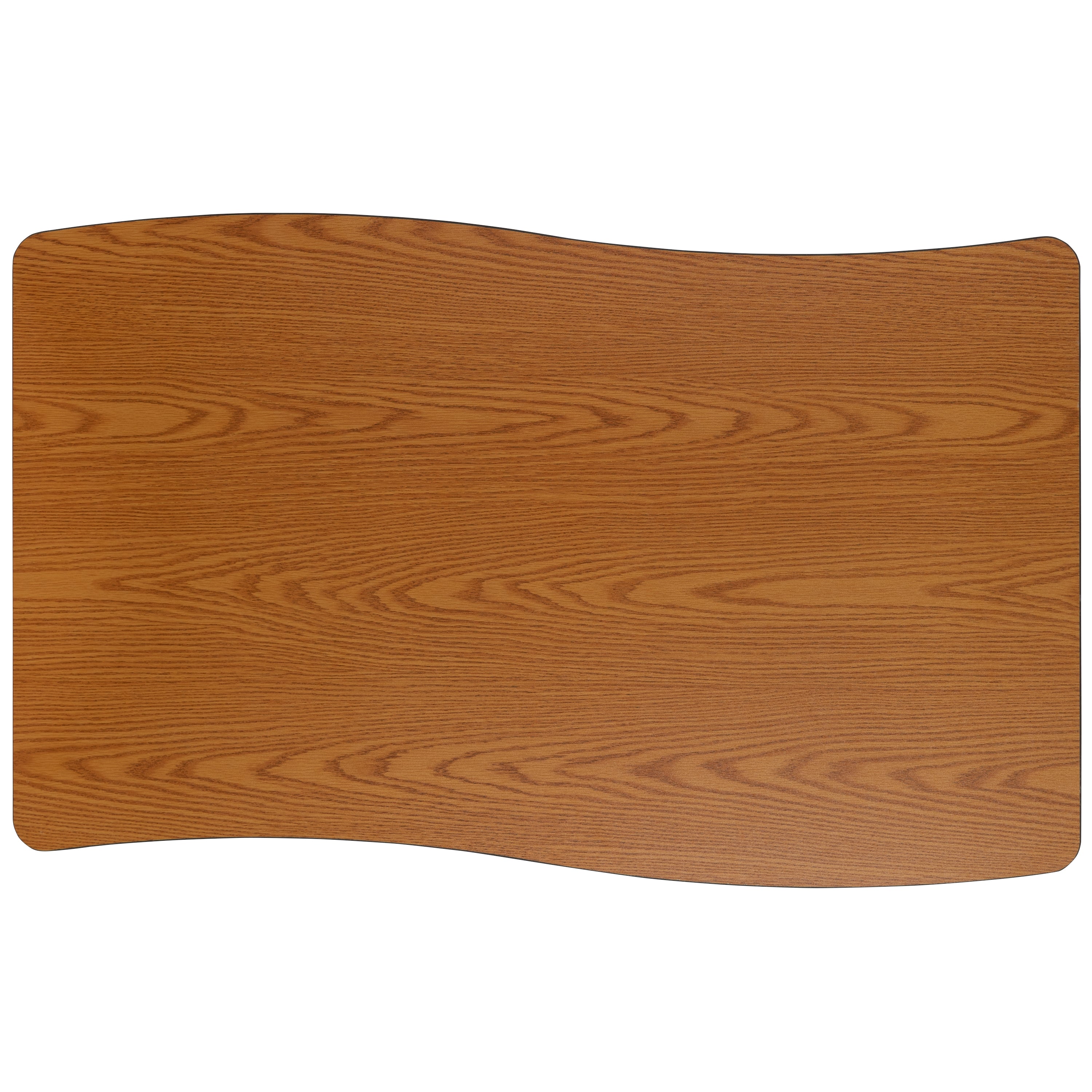Wren 28"W x 47.5"L Rectangle Wave Flexible Collaborative Oak Thermal Laminate Activity Table - Height Adjust Short Legs