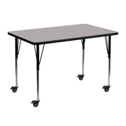 Wren Mobile 30''W x 48''L Rectangular Grey HP Laminate Activity Table - Standard Height Adjustable Legs