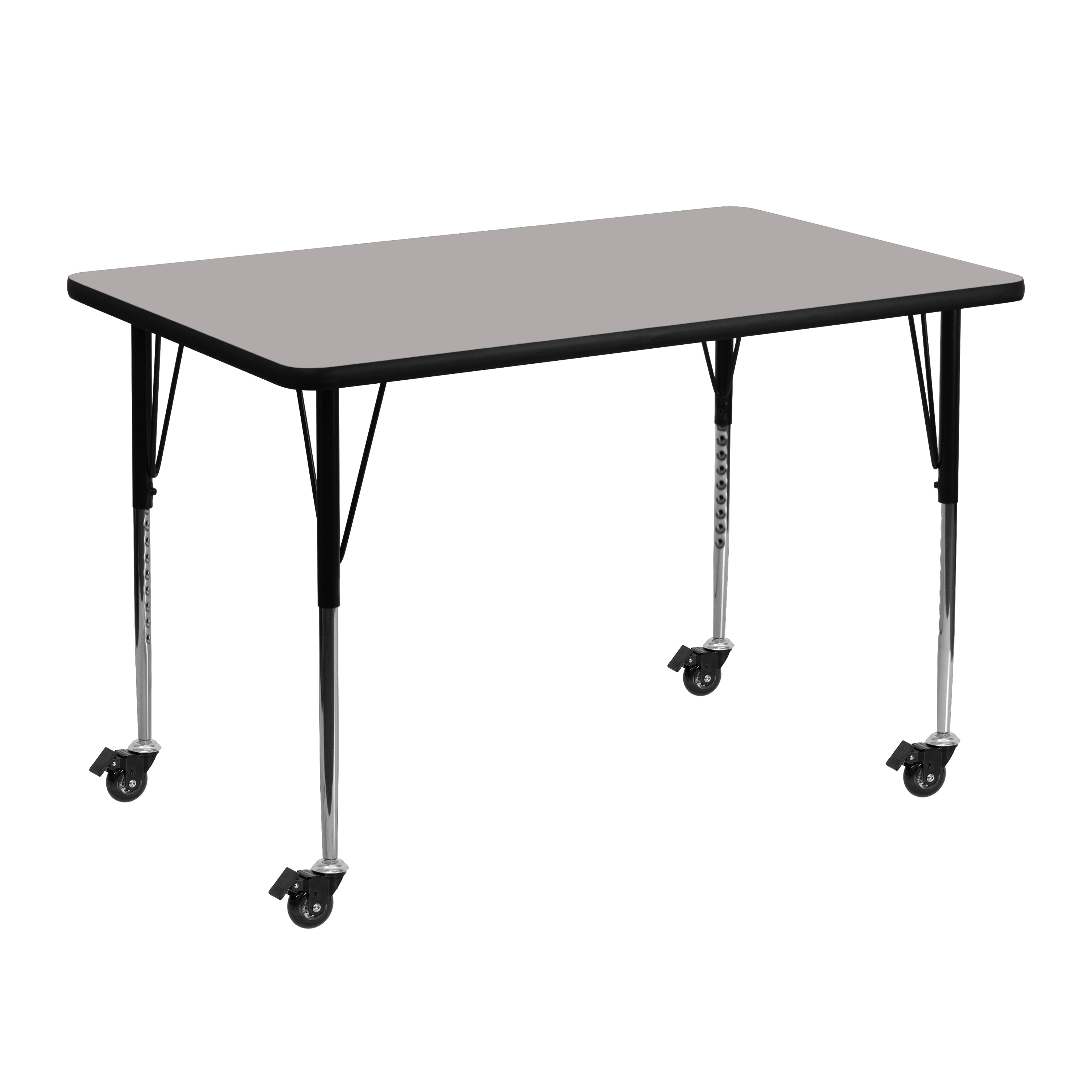 Wren Mobile 30''W x 48''L Rectangular Grey HP Laminate Activity Table - Standard Height Adjustable Legs