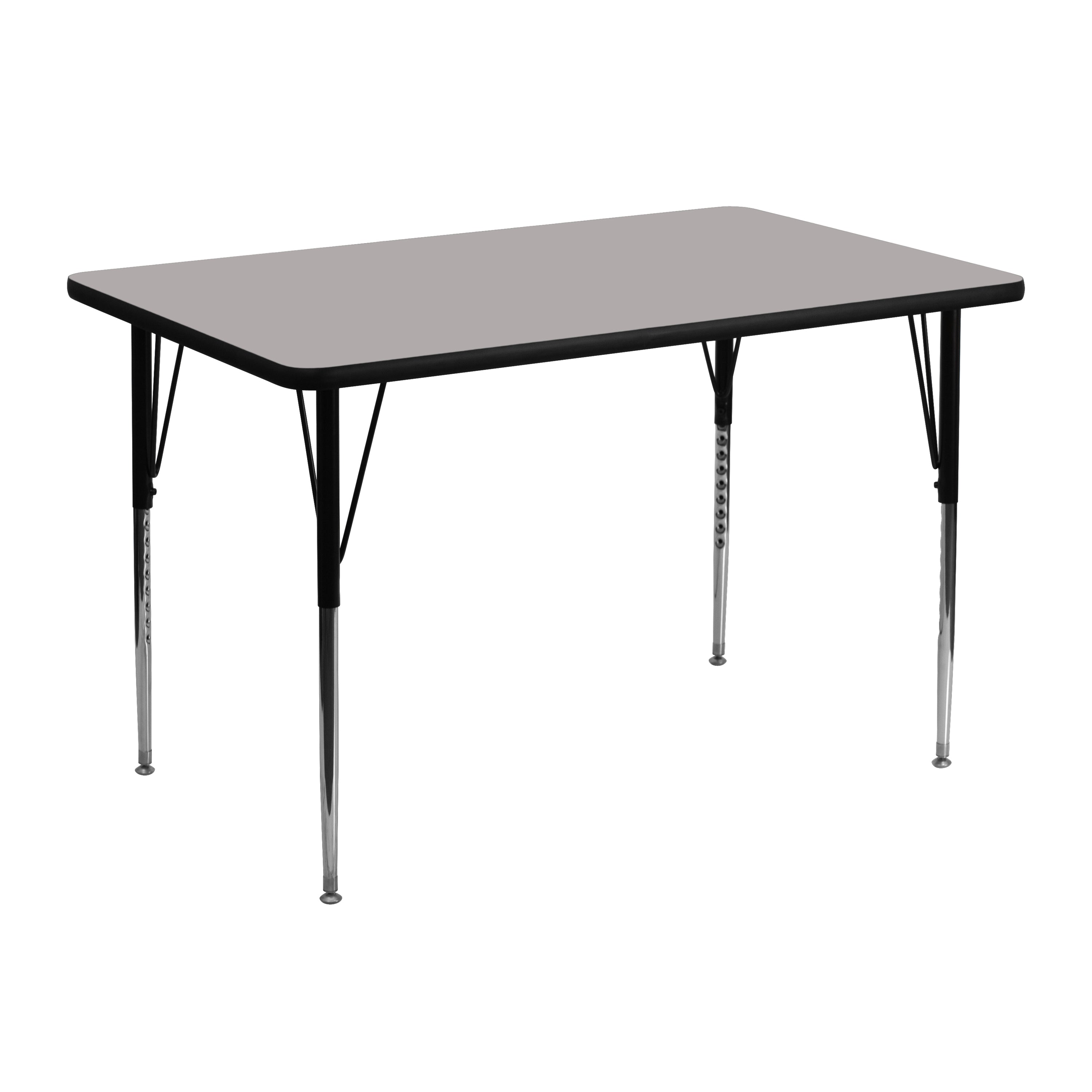 Wren 30''W x 48''L Rectangular Grey HP Laminate Activity Table - Standard Height Adjustable Legs