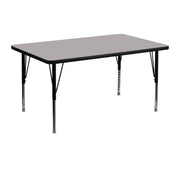 Wren 30''W x 48''L Rectangular Grey HP Laminate Activity Table - Height Adjustable Short Legs