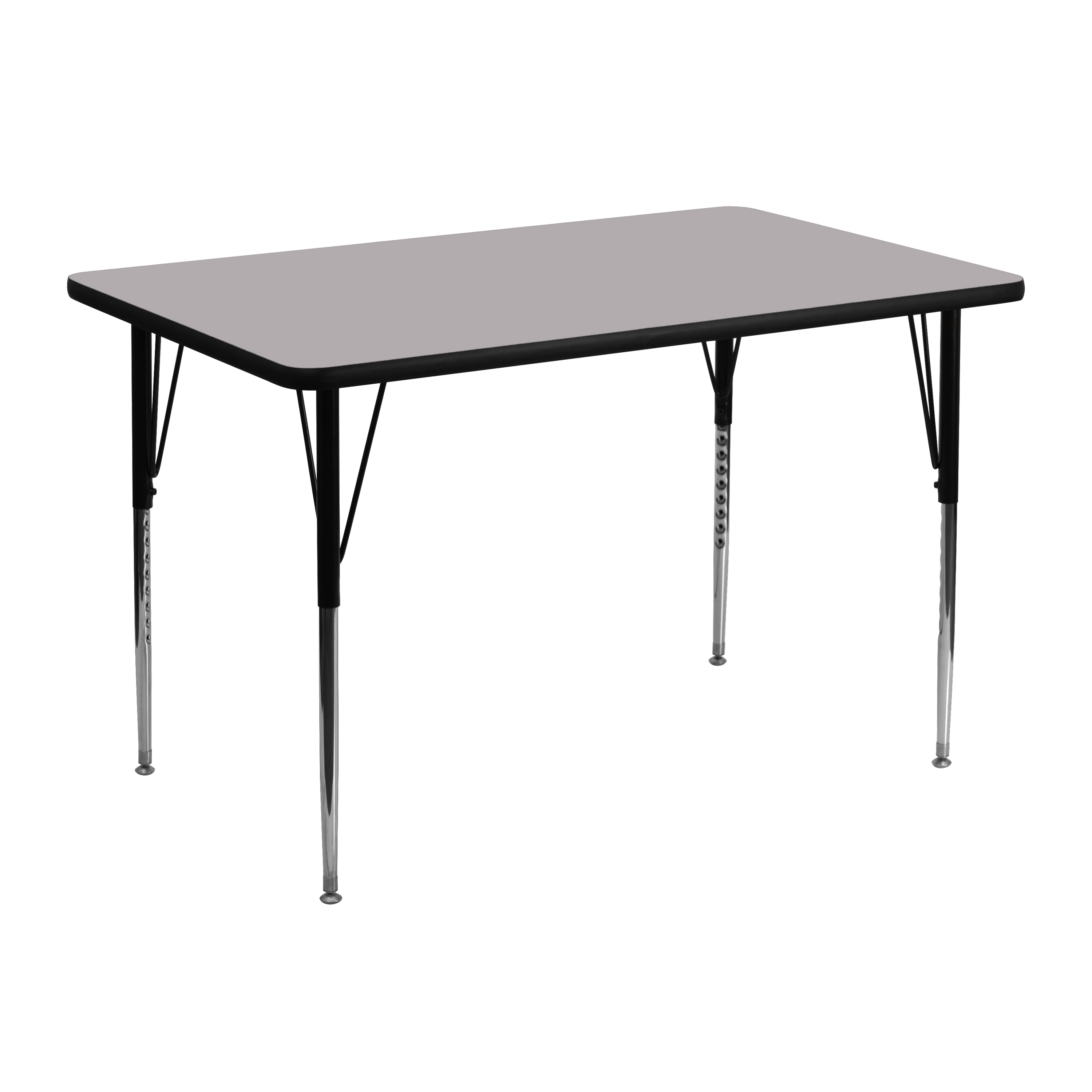 Wren 30''W x 48''L Rectangular Grey Thermal Laminate Activity Table - Standard Height Adjustable Legs