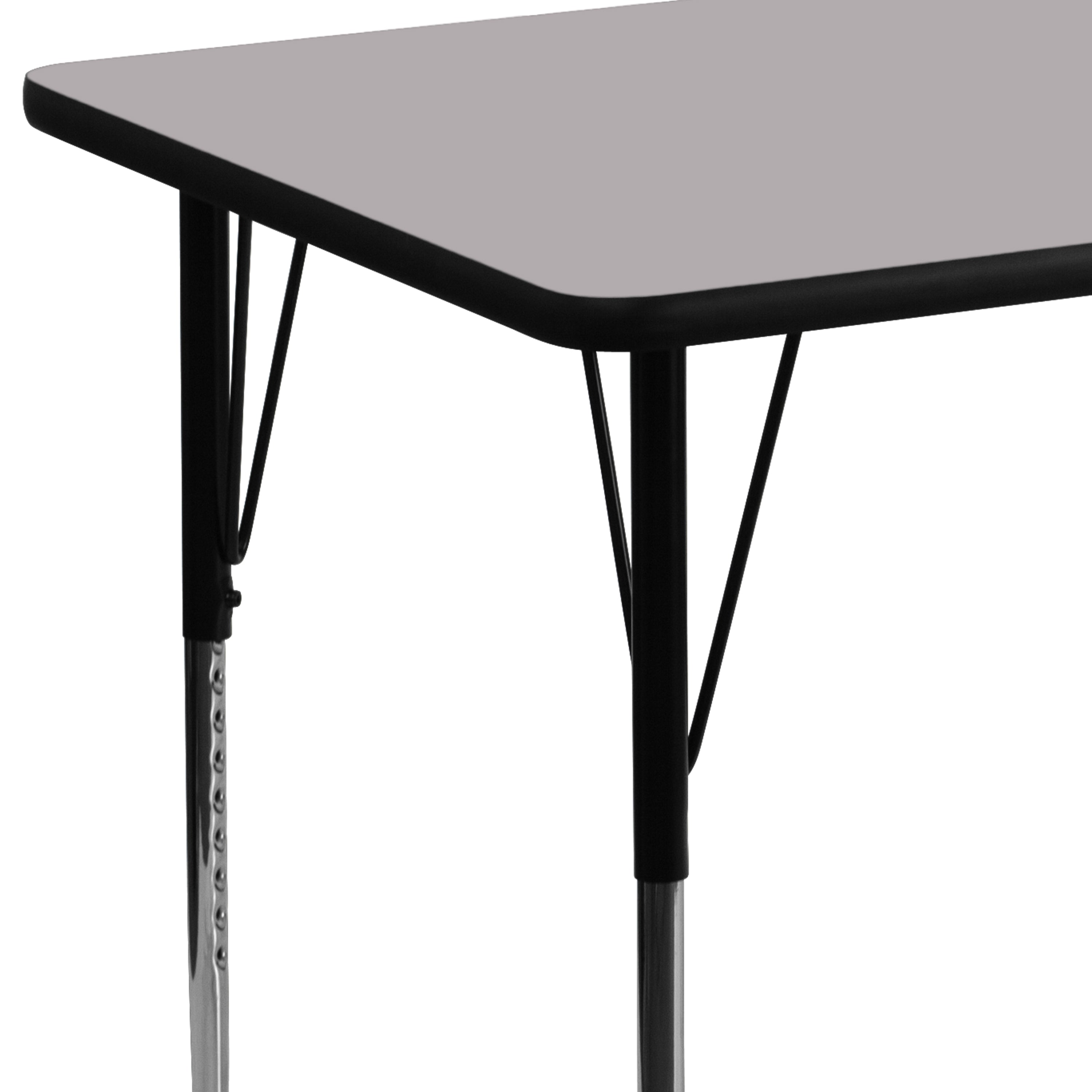Wren 30''W x 48''L Rectangular Grey Thermal Laminate Activity Table - Standard Height Adjustable Legs