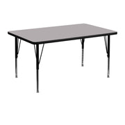 Wren 30''W x 48''L Rectangular Grey Thermal Laminate Activity Table - Height Adjustable Short Legs