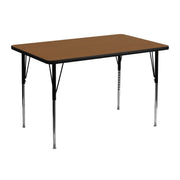 Wren 30''W x 48''L Rectangular Oak HP Laminate Activity Table - Standard Height Adjustable Legs