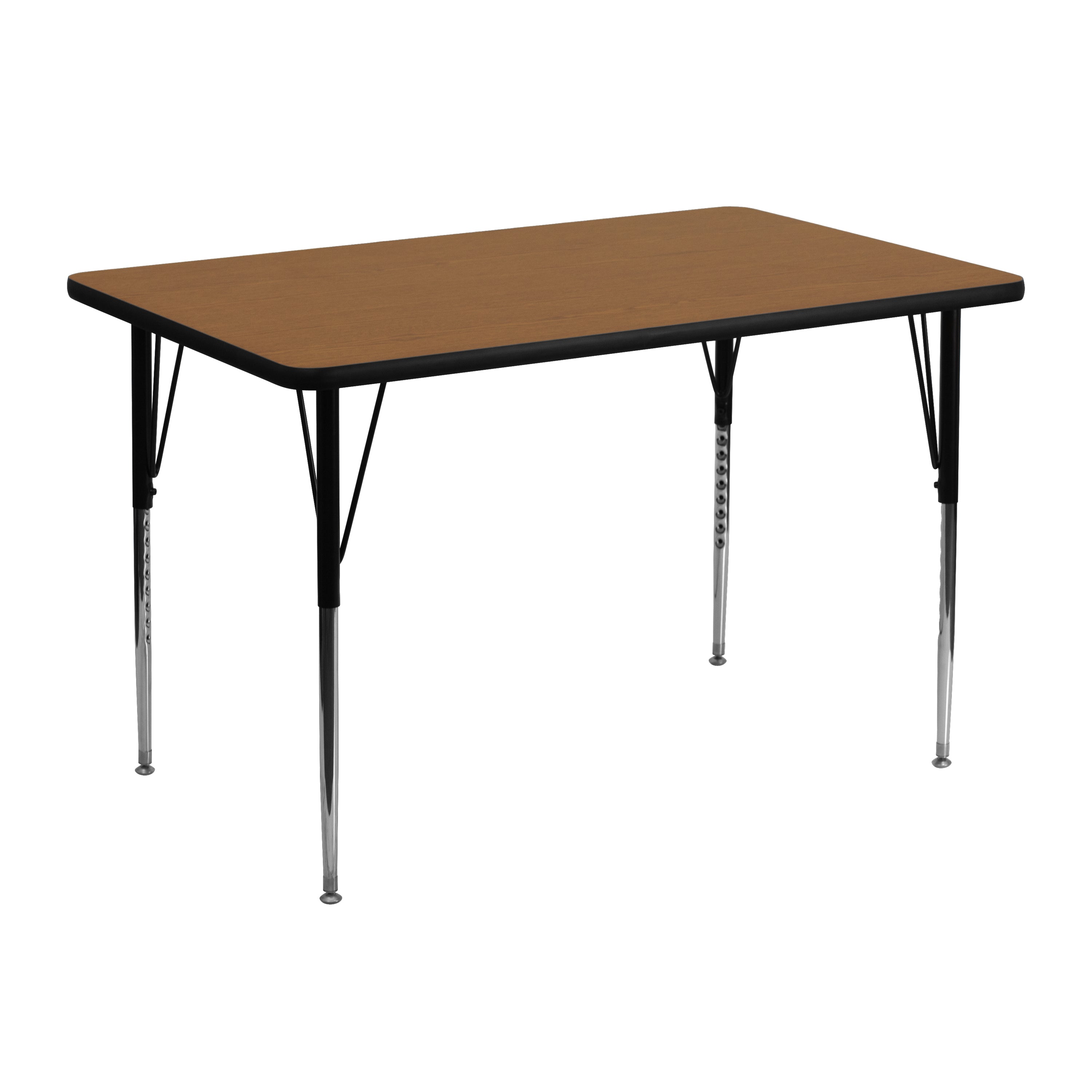 Wren 30''W x 48''L Rectangular Oak Thermal Laminate Activity Table - Standard Height Adjustable Legs