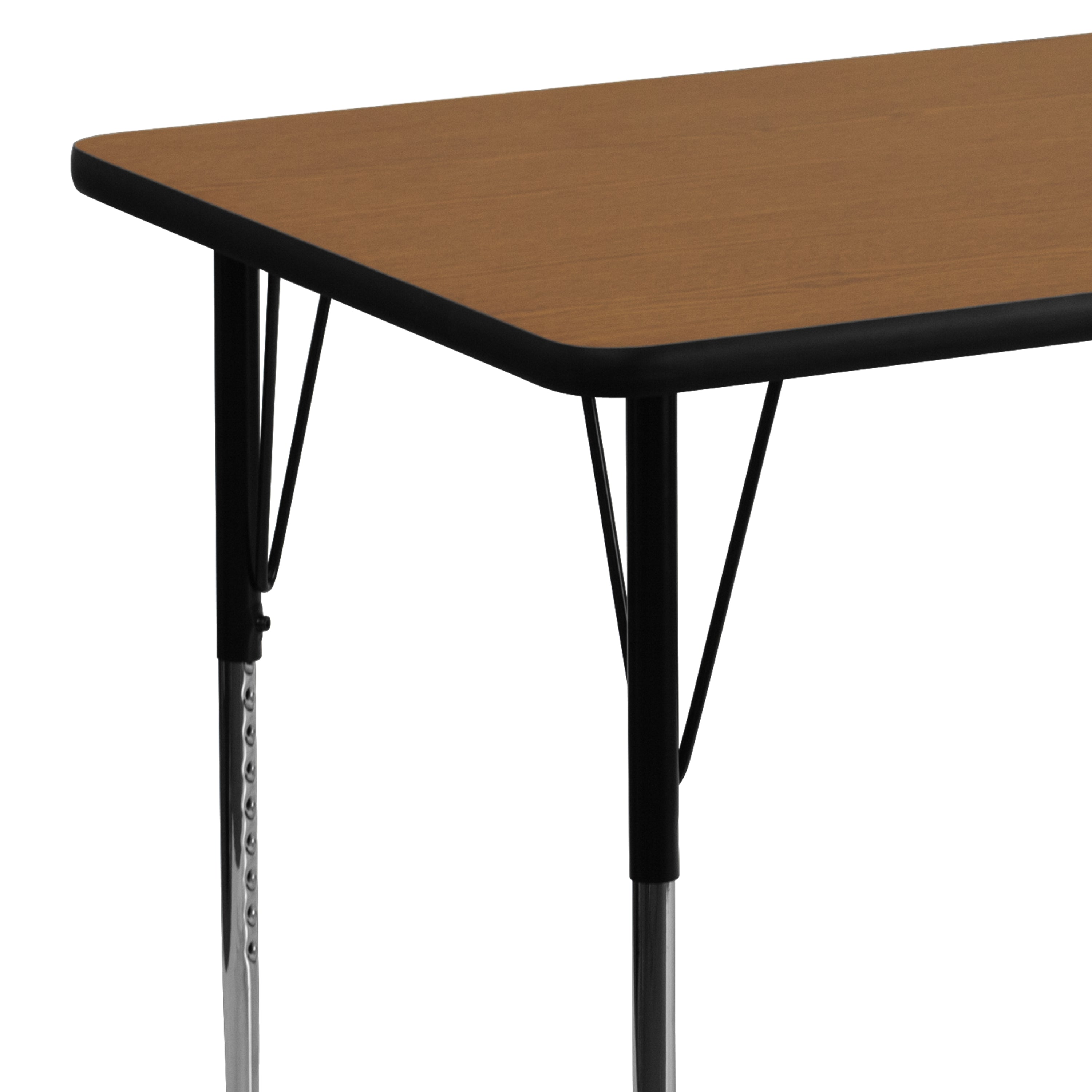 Wren 30''W x 48''L Rectangular Oak Thermal Laminate Activity Table - Standard Height Adjustable Legs
