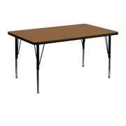 Wren 30''W x 48''L Rectangular Oak Thermal Laminate Activity Table - Height Adjustable Short Legs