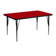 Wren 30''W x 48''L Rectangular Red Thermal Laminate Activity Table - Height Adjustable Short Legs