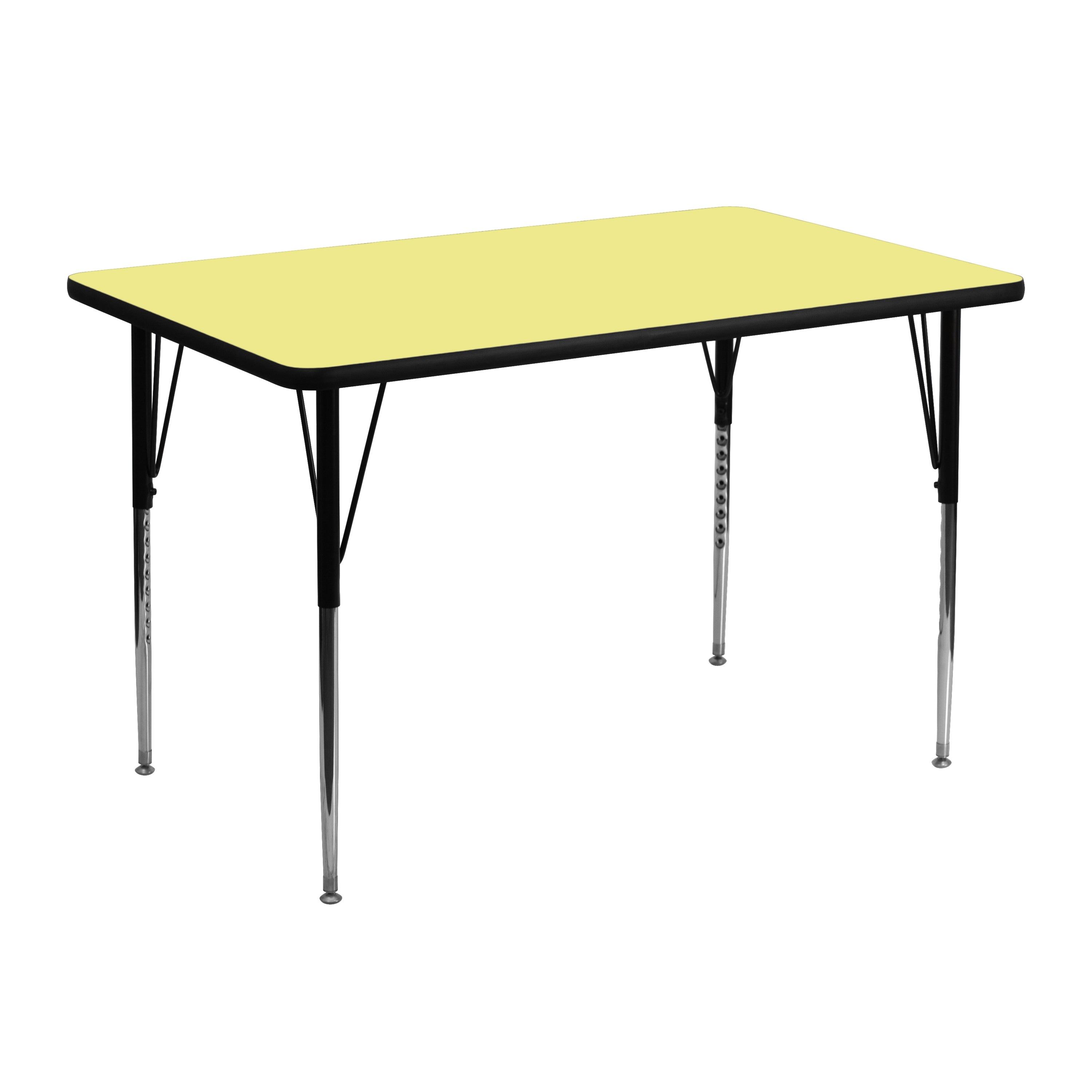 Wren 30''W x 48''L Rectangular Yellow Thermal Laminate Activity Table - Standard Height Adjustable Legs