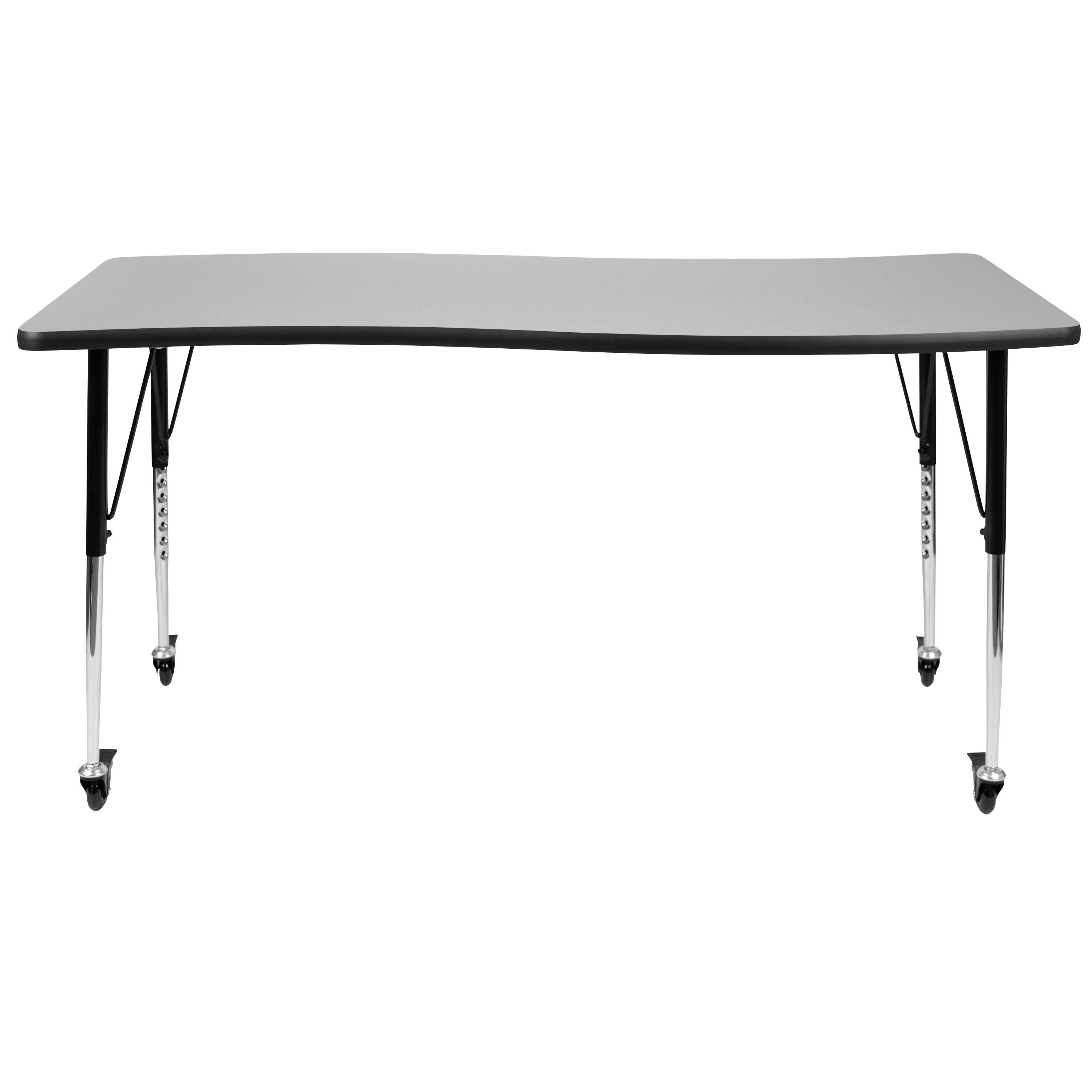 Wren Mobile 26"W x 60"L Rectangle Wave Flexible Collaborative Grey Laminate Activity Table - Standard Height Adjust Legs