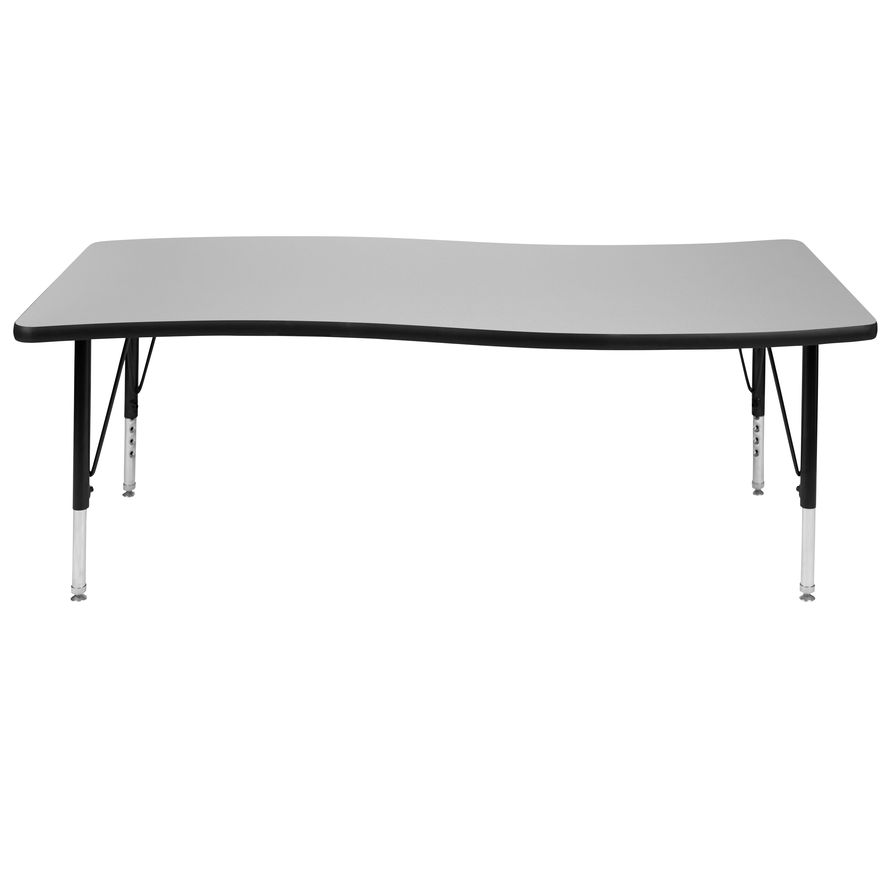 Wren 26"W x 60"L Rectangular Wave Flexible Collaborative Grey Thermal Laminate Activity Table - Height Adjustable Short Legs