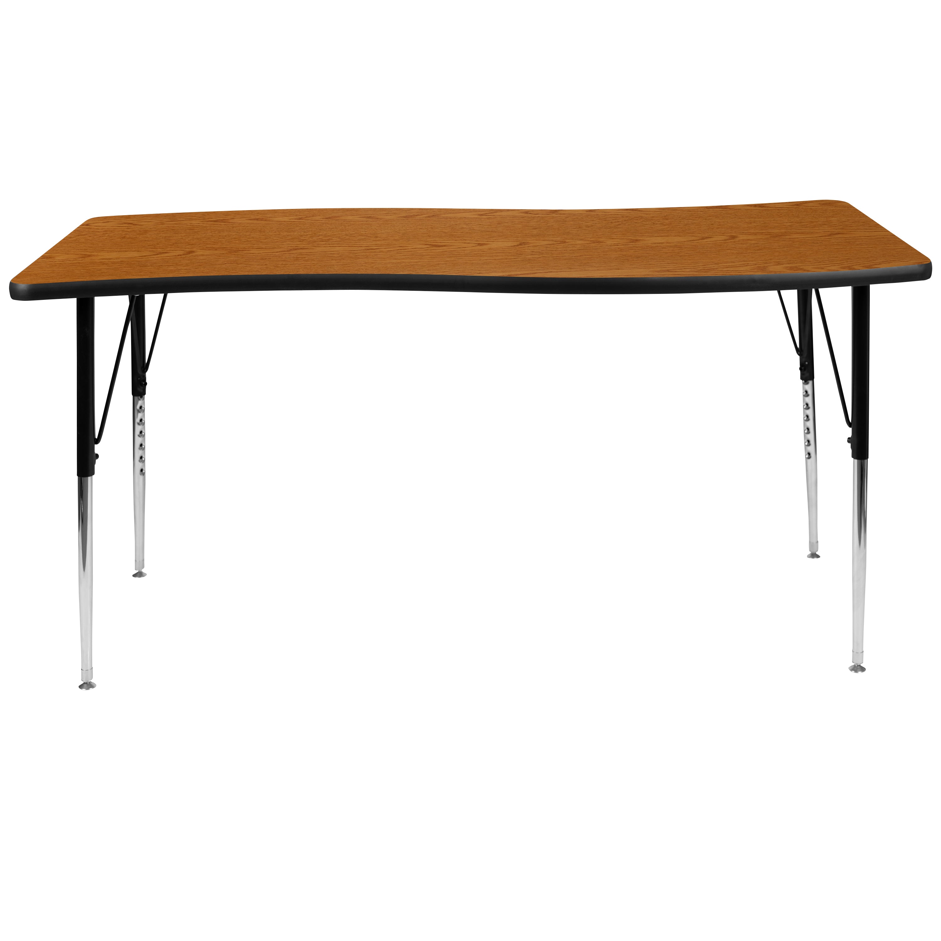 Wren 26"W x 60"L Rectangle Wave Flexible Collaborative Oak Thermal Laminate Activity Table - Standard Height Adjust Legs