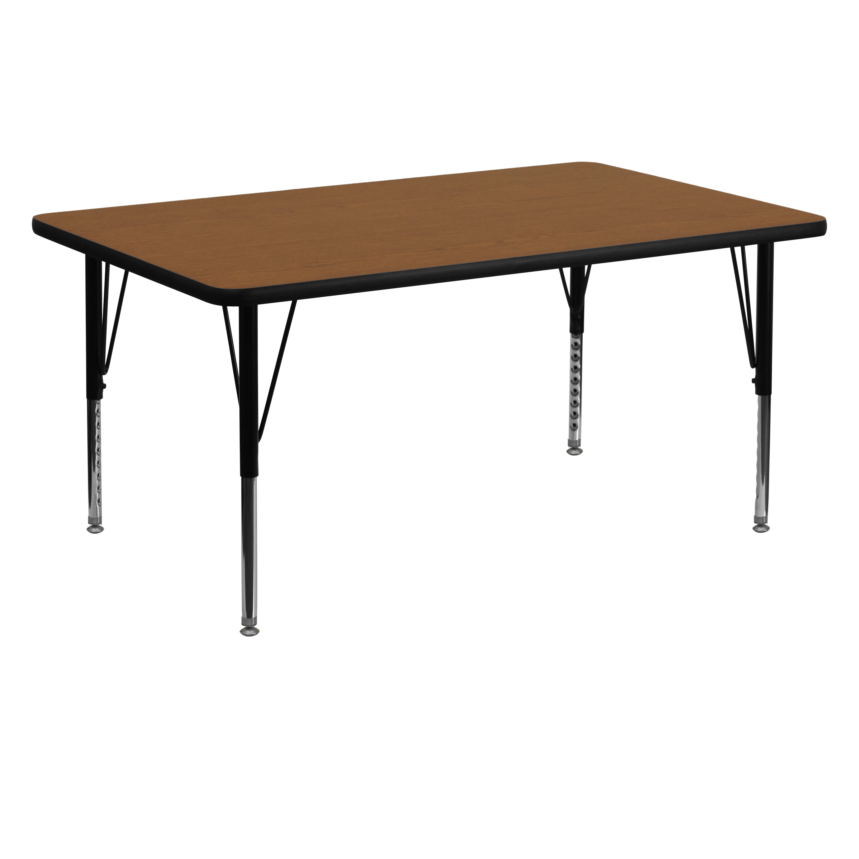 Wren 30''W x 60''L Rectangular Oak HP Laminate Activity Table - Height Adjustable Short Legs
