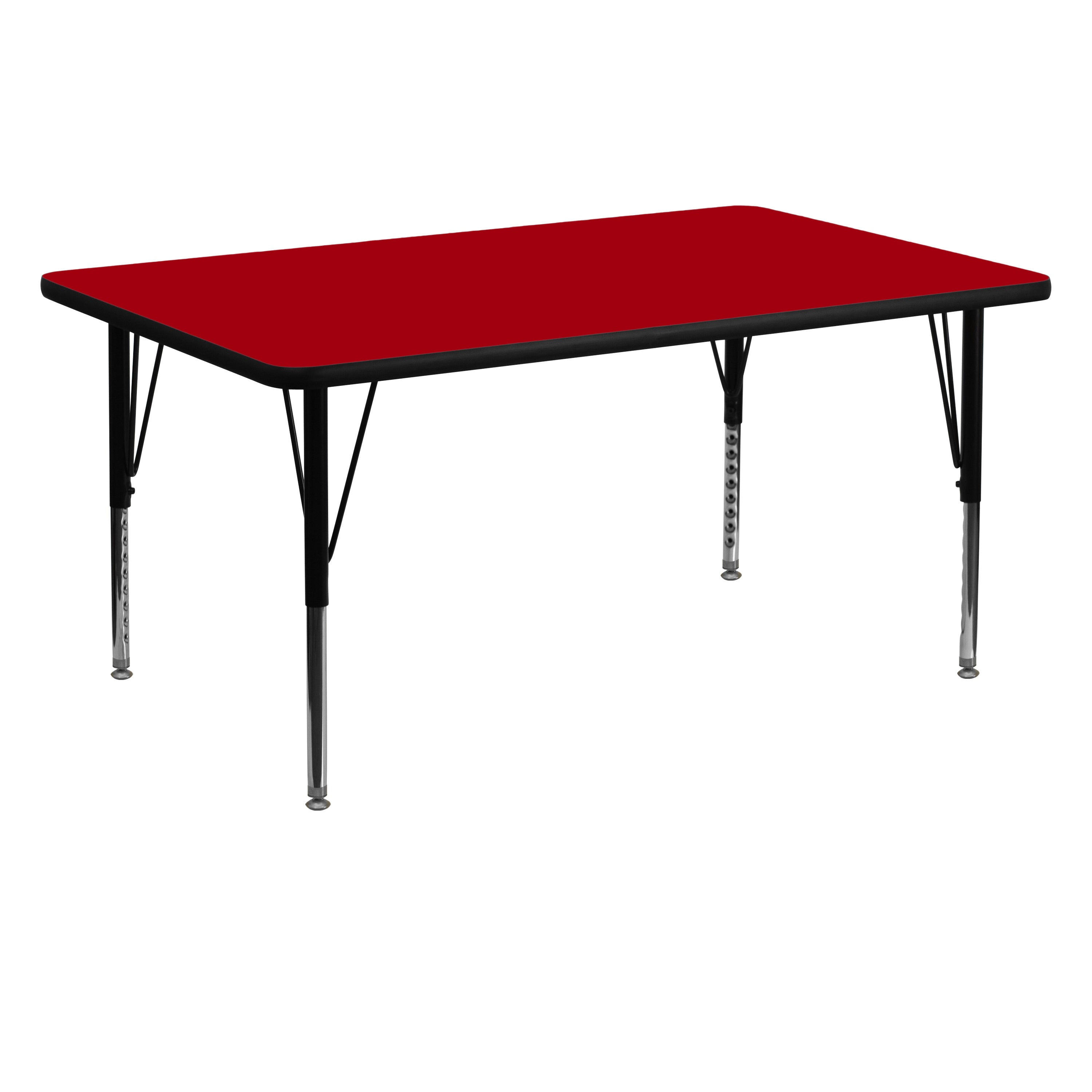 Wren 30''W x 60''L Rectangular Red Thermal Laminate Activity Table - Height Adjustable Short Legs