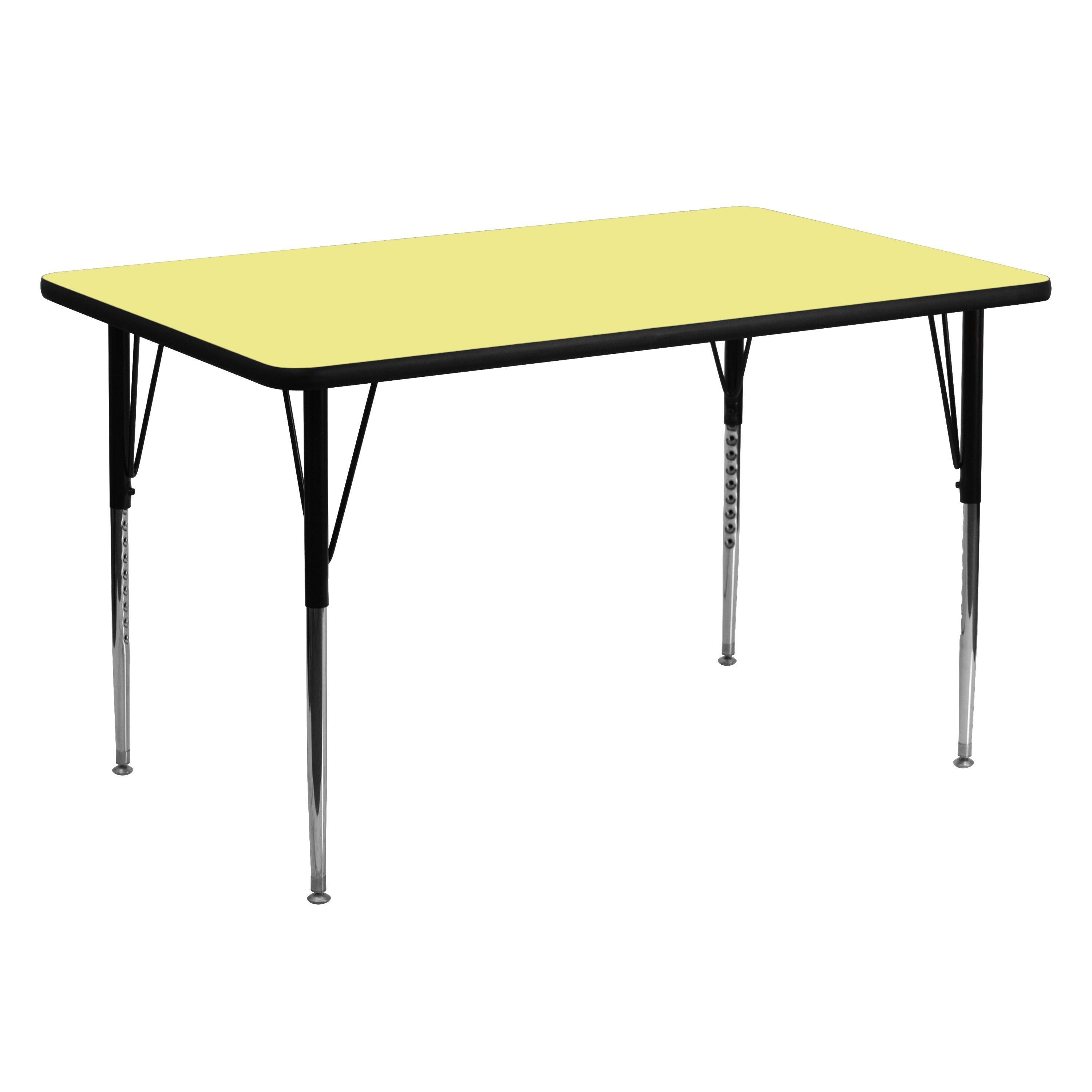 Wren 30''W x 60''L Rectangular Yellow Thermal Laminate Activity Table - Standard Height Adjustable Legs
