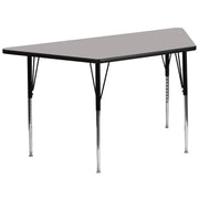 Wren 29''W x 57''L Trapezoid Grey HP Laminate Activity Table - Standard Height Adjustable Legs