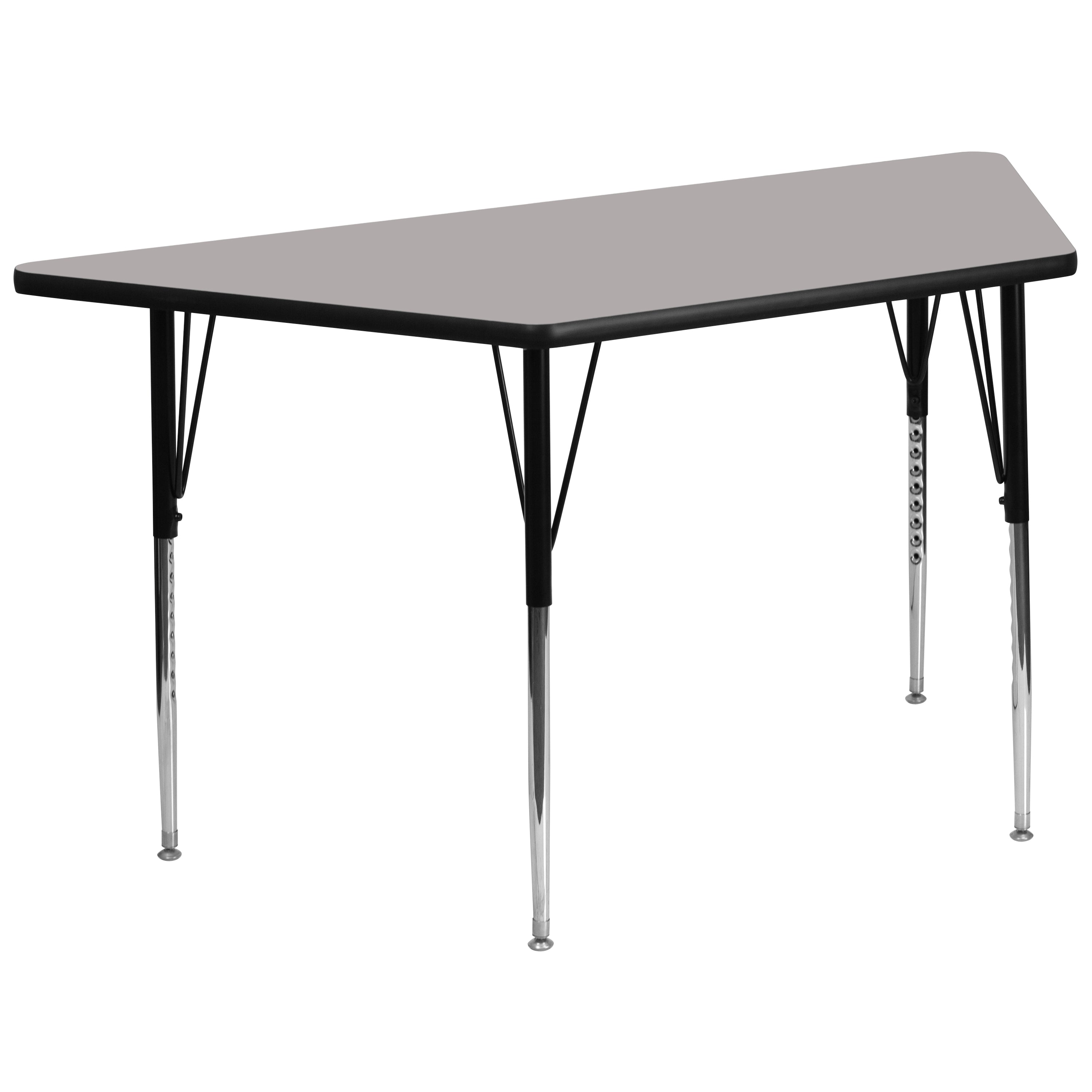 Wren 29''W x 57''L Trapezoid Grey HP Laminate Activity Table - Standard Height Adjustable Legs