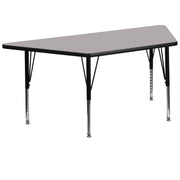 Wren 29''W x 57''L Trapezoid Grey HP Laminate Activity Table - Height Adjustable Short Legs