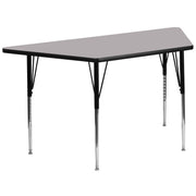 Wren 29''W x 57''L Trapezoid Grey Thermal Laminate Activity Table - Standard Height Adjustable Legs