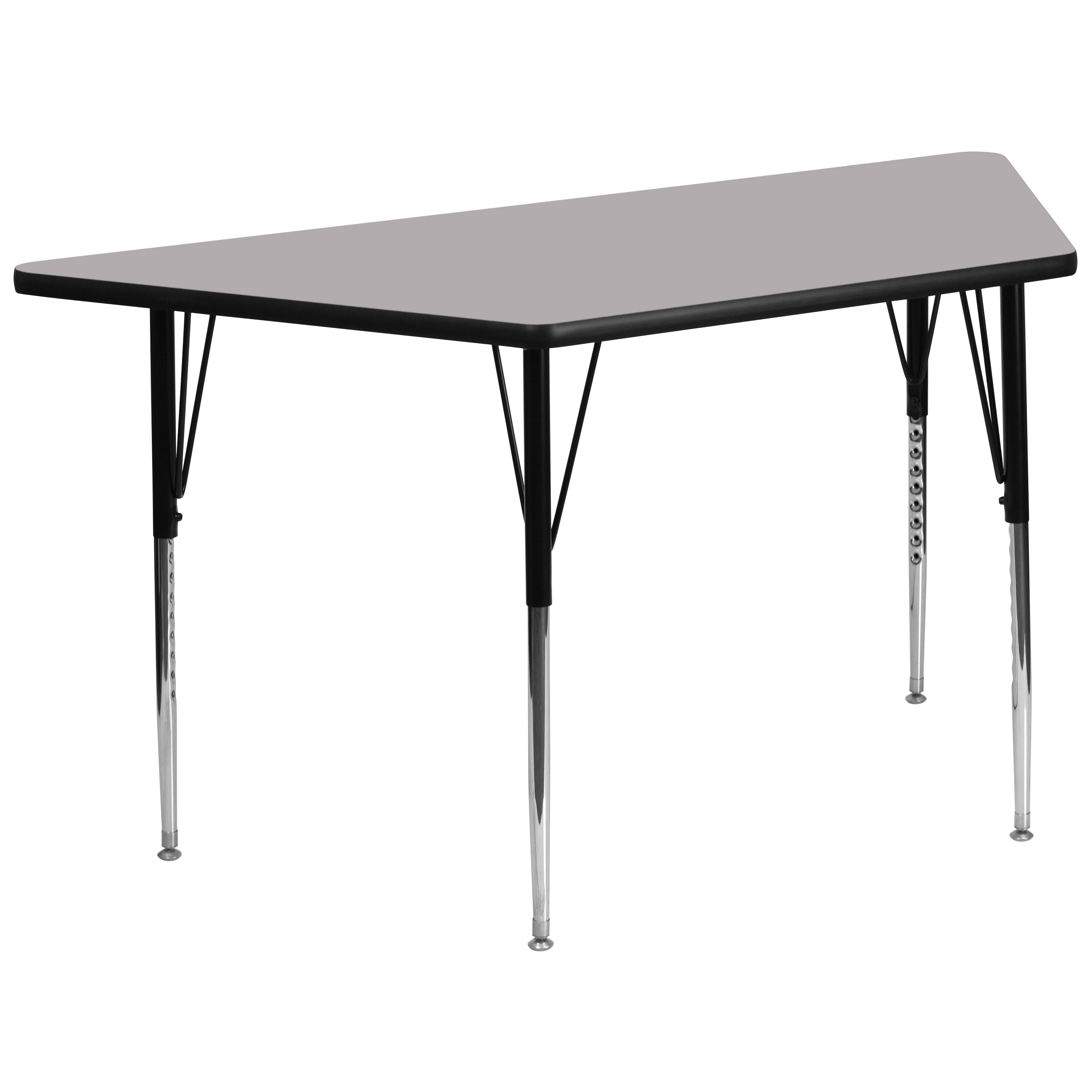 Wren 29''W x 57''L Trapezoid Grey Thermal Laminate Activity Table - Standard Height Adjustable Legs