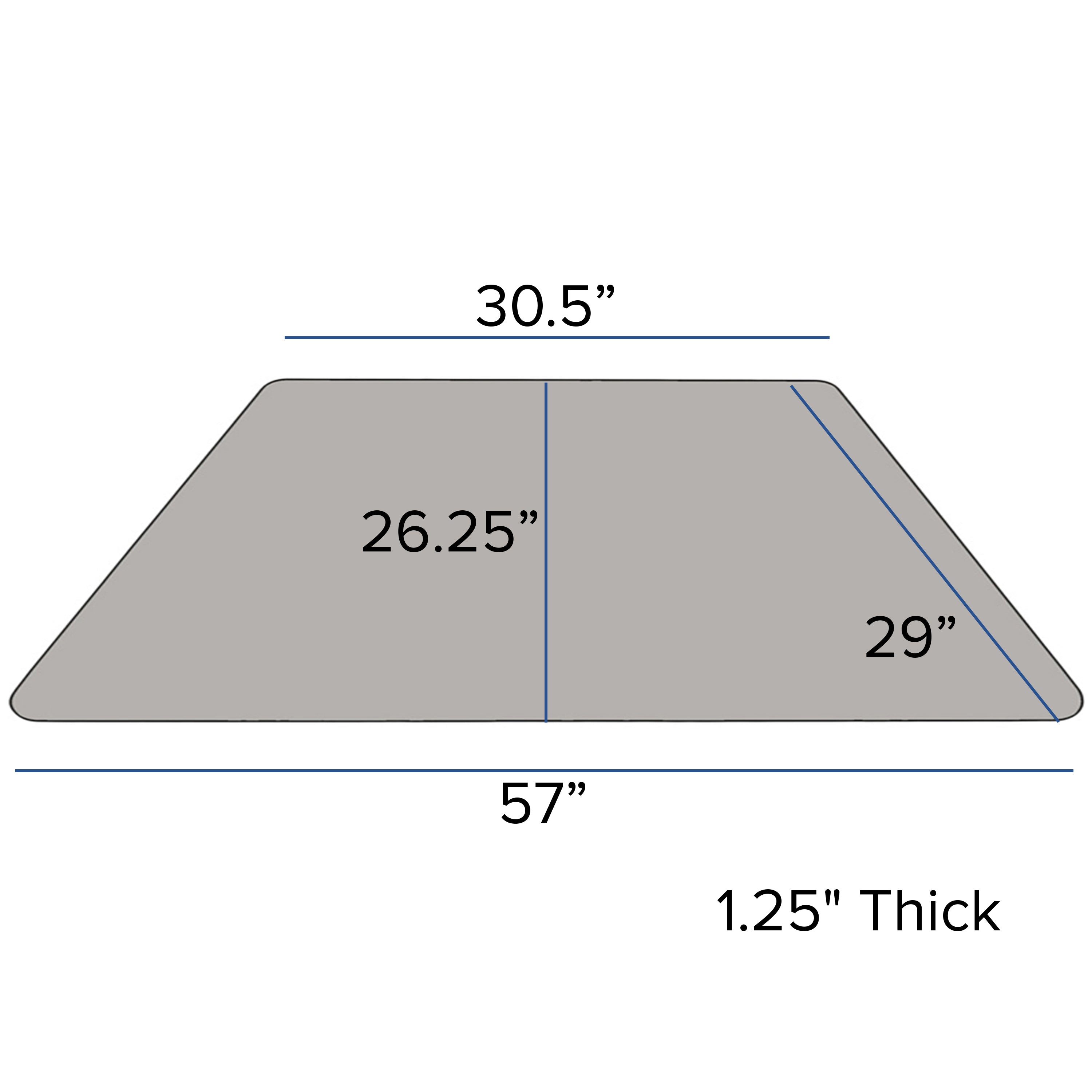 Wren 29''W x 57''L Trapezoid Grey Thermal Laminate Activity Table - Standard Height Adjustable Legs