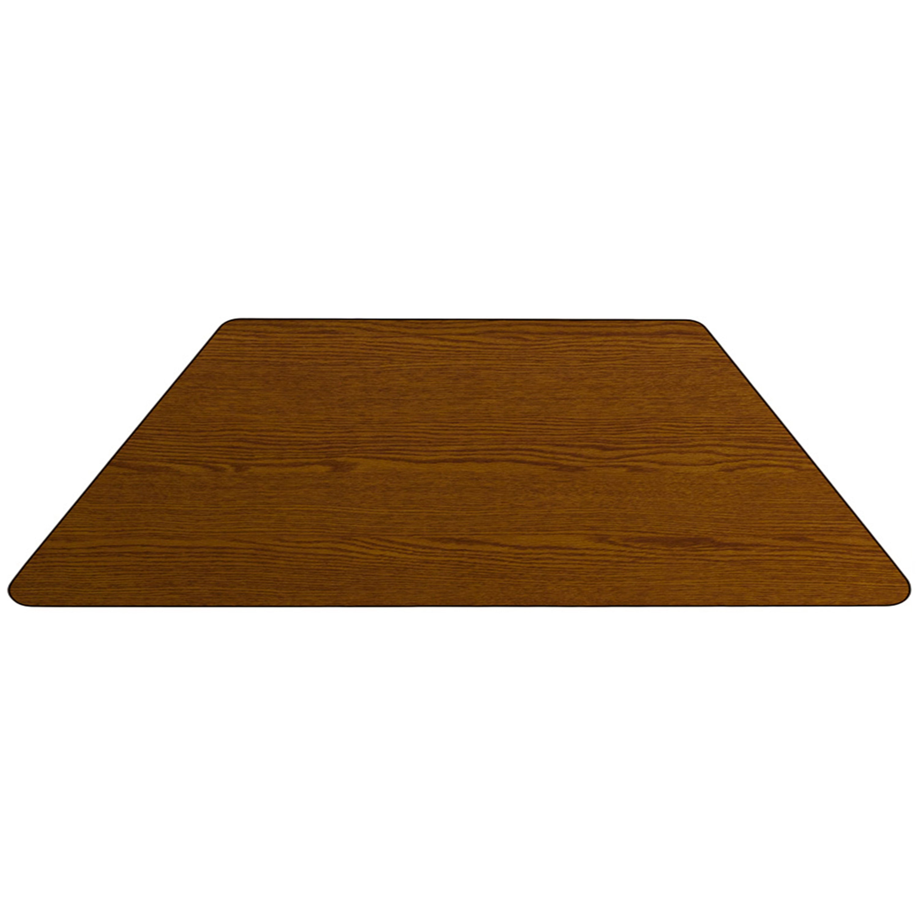 Wren Mobile 29''W x 57''L Trapezoid Oak Thermal Laminate Activity Table - Standard Height Adjustable Legs