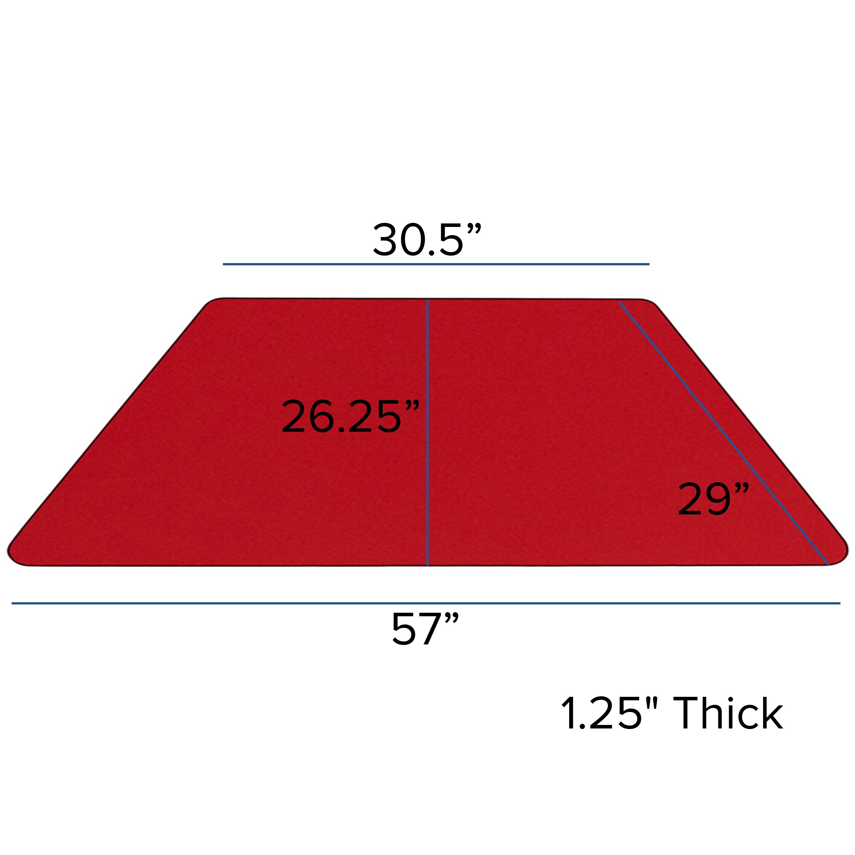 Wren Mobile 29''W x 57''L Trapezoid Red Thermal Laminate Activity Table - Standard Height Adjustable Legs