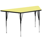 Wren 29''W x 57''L Trapezoid Yellow Thermal Laminate Activity Table - Standard Height Adjustable Legs