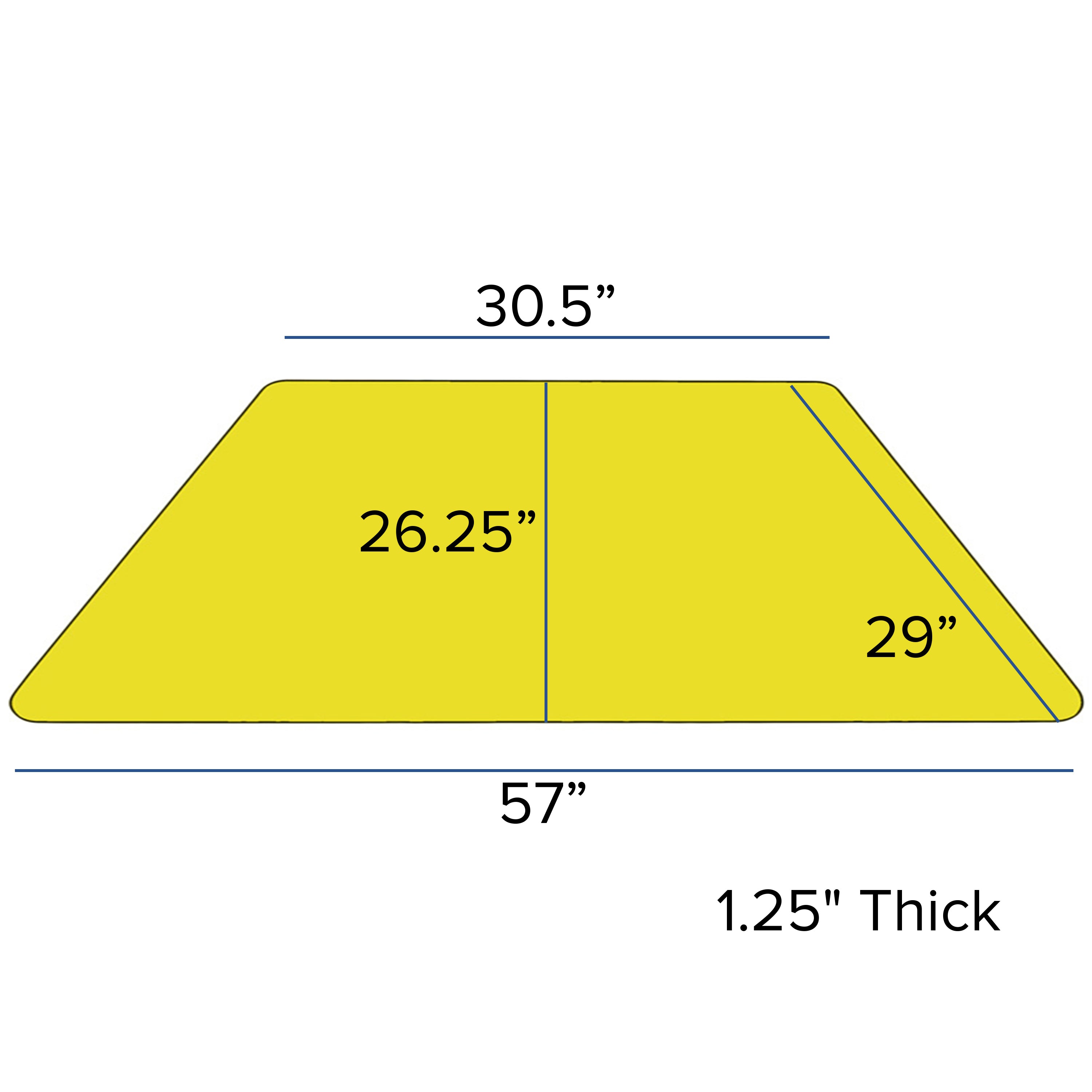 Wren 29''W x 57''L Trapezoid Yellow Thermal Laminate Activity Table - Height Adjustable Short Legs