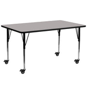 Wren Mobile 30''W x 72''L Rectangular Grey HP Laminate Activity Table - Standard Height Adjustable Legs