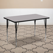 Wren 30''W x 72''L Rectangular Grey Thermal Laminate Activity Table - Standard Height Adjustable Legs