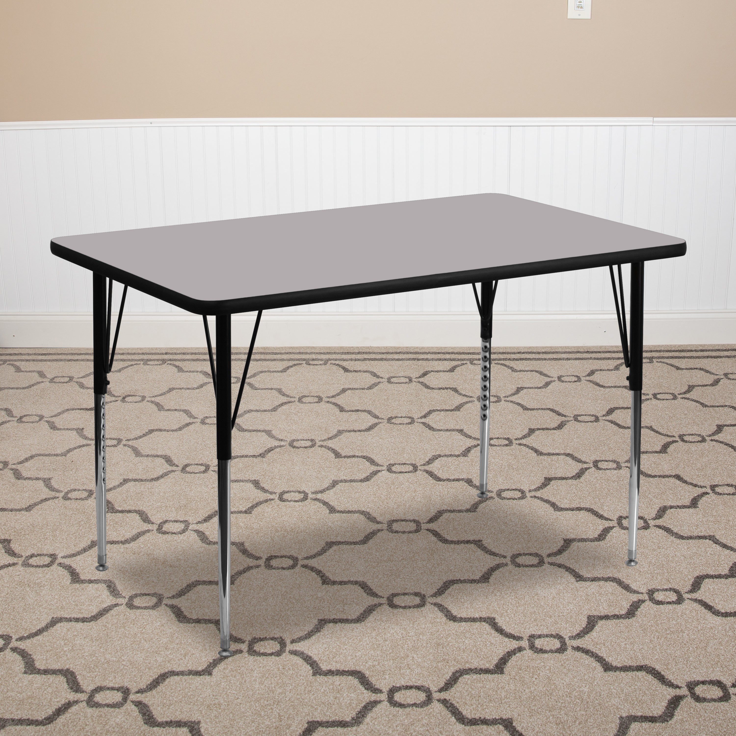 Wren 30''W x 72''L Rectangular Grey Thermal Laminate Activity Table - Standard Height Adjustable Legs