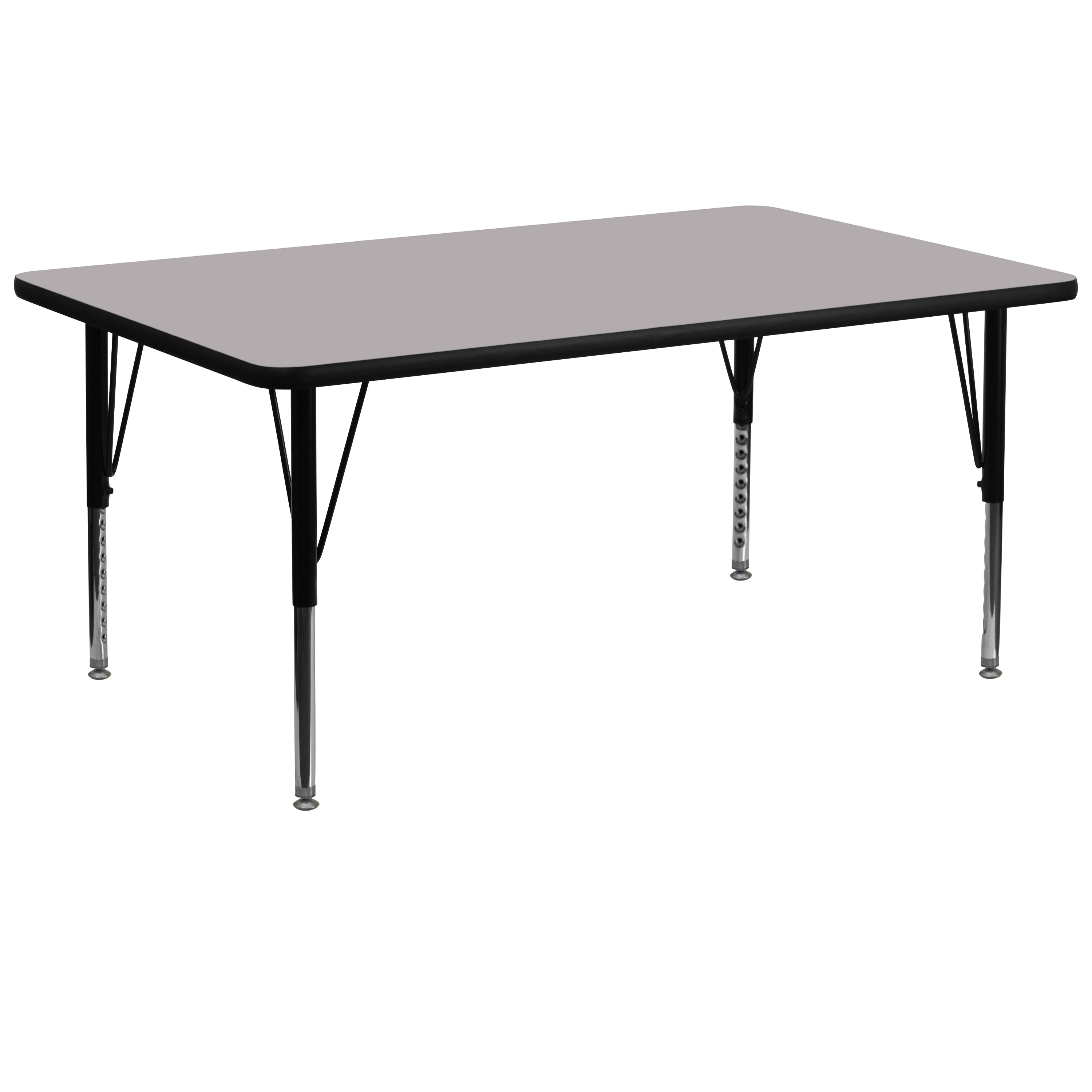 Wren 30''W x 72''L Rectangular Grey Thermal Laminate Activity Table - Height Adjustable Short Legs