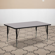 Wren 30''W x 72''L Rectangular Grey Thermal Laminate Activity Table - Height Adjustable Short Legs