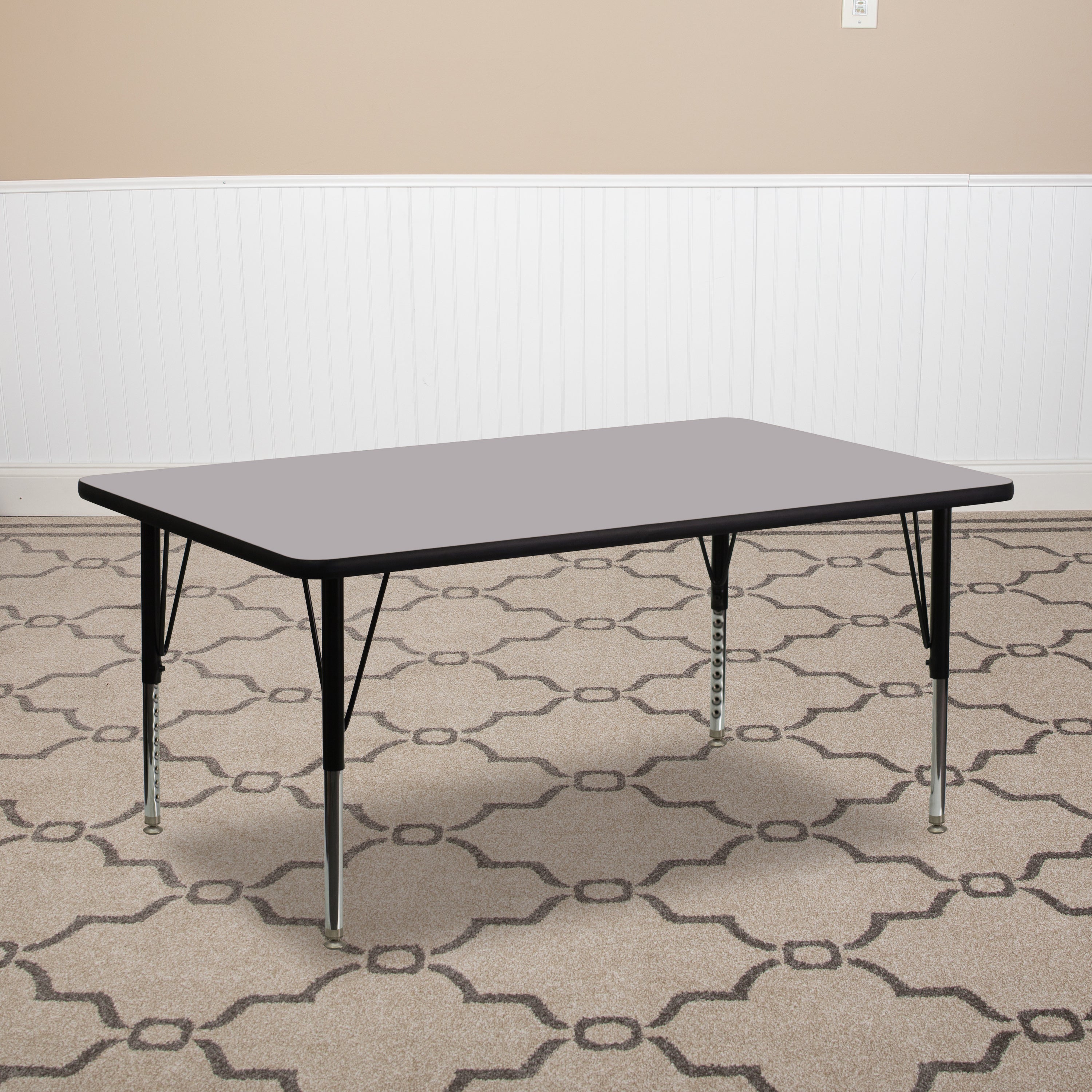 Wren 30''W x 72''L Rectangular Grey Thermal Laminate Activity Table - Height Adjustable Short Legs