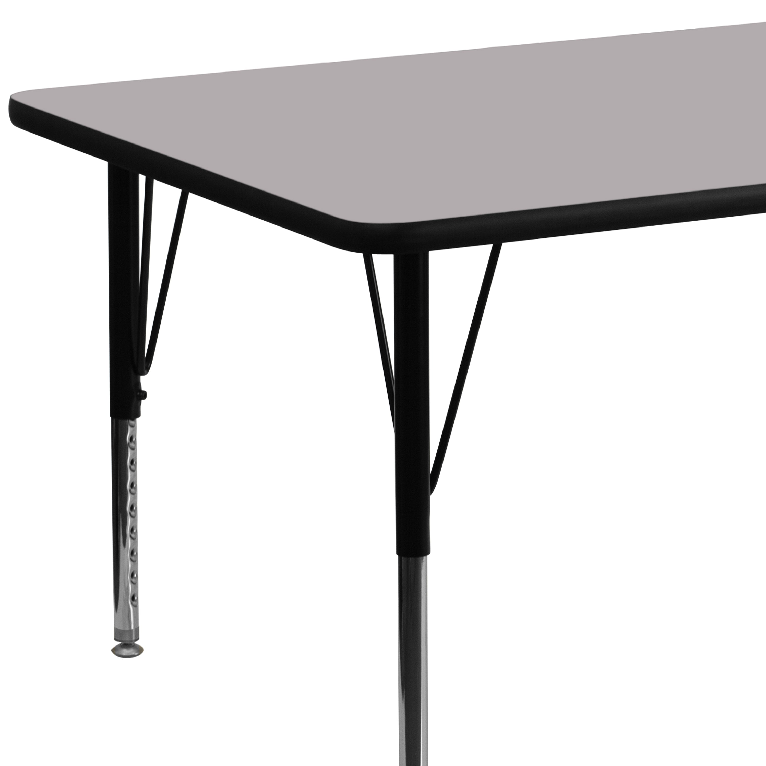 Wren 30''W x 72''L Rectangular Grey Thermal Laminate Activity Table - Height Adjustable Short Legs