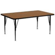Wren 30''W x 72''L Rectangular Oak Thermal Laminate Activity Table - Height Adjustable Short Legs