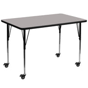 Wren Mobile 36''W x 72''L Rectangular Grey HP Laminate Activity Table - Standard Height Adjustable Legs