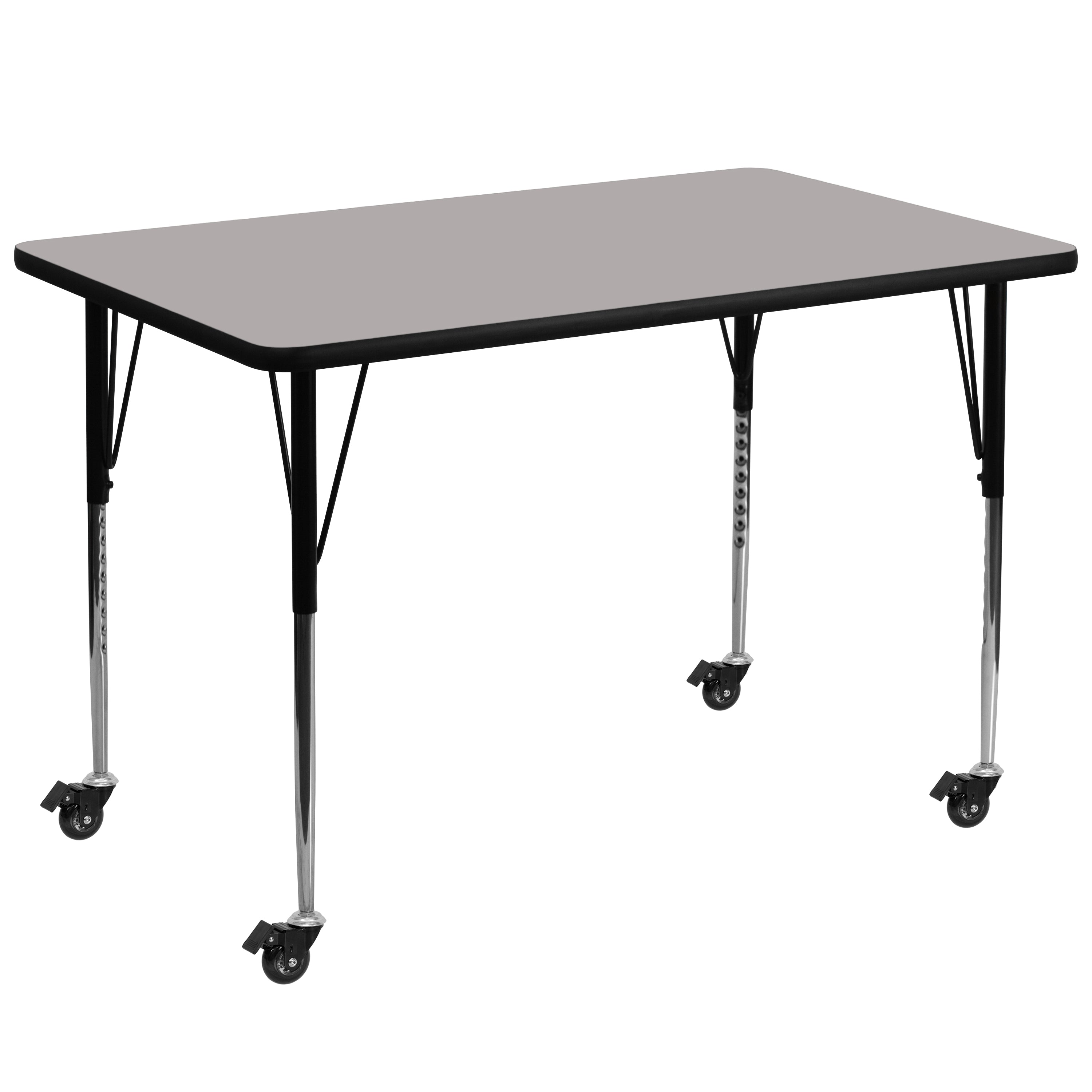 Wren Mobile 36''W x 72''L Rectangular Grey HP Laminate Activity Table - Standard Height Adjustable Legs