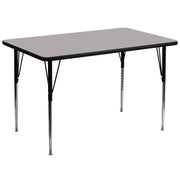 Wren 36''W x 72''L Rectangular Grey HP Laminate Activity Table - Standard Height Adjustable Legs