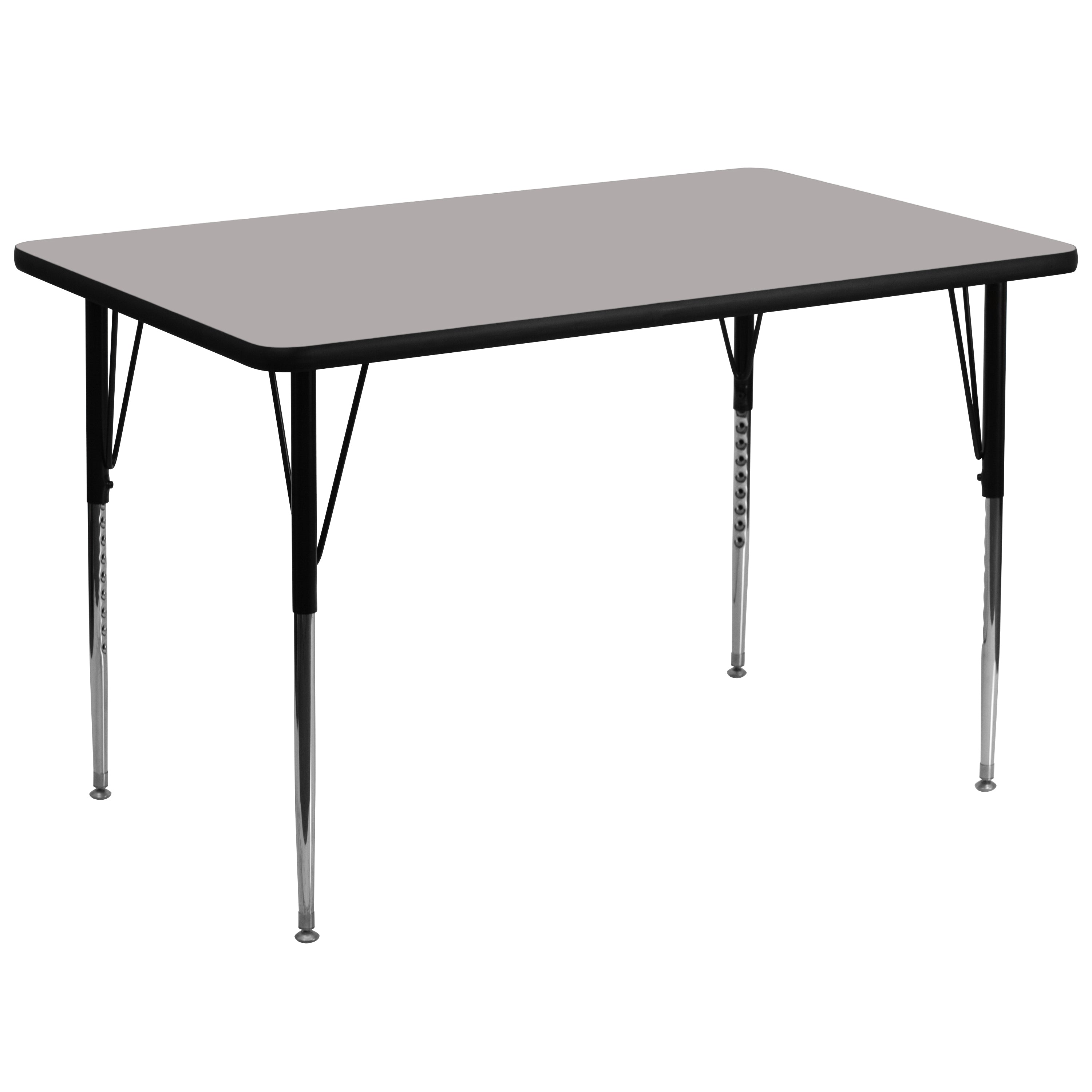 Wren 36''W x 72''L Rectangular Grey HP Laminate Activity Table - Standard Height Adjustable Legs