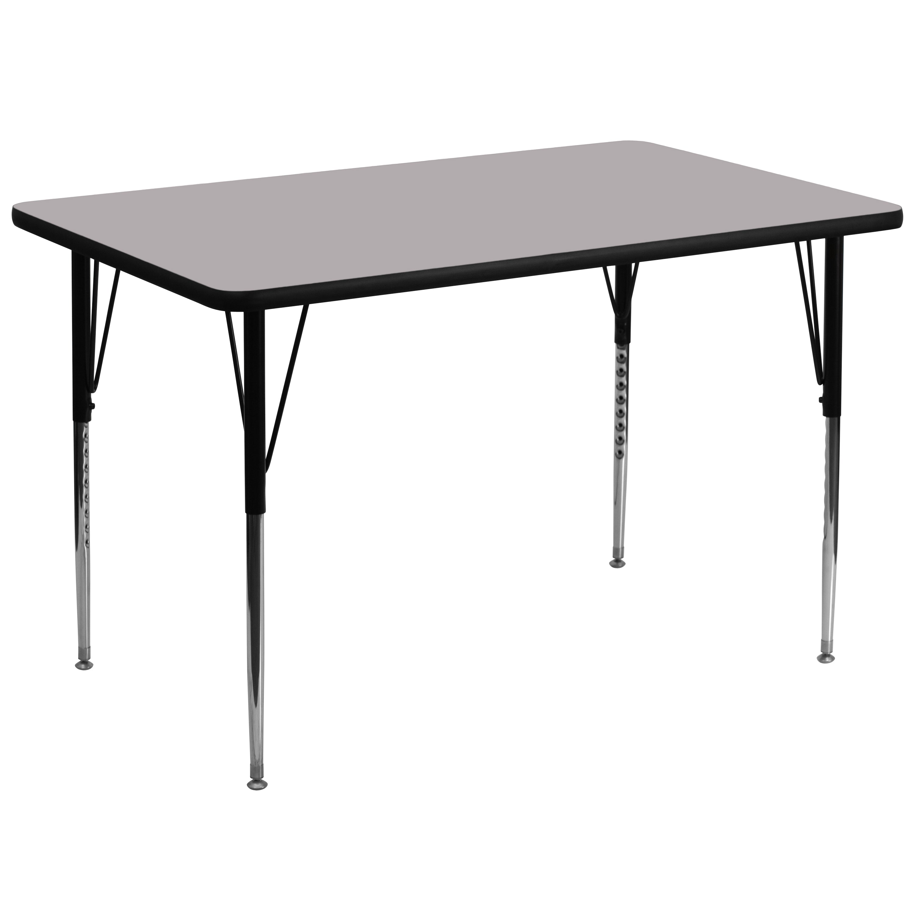 Wren 36''W x 72''L Rectangular Grey Thermal Laminate Activity Table - Standard Height Adjustable Legs