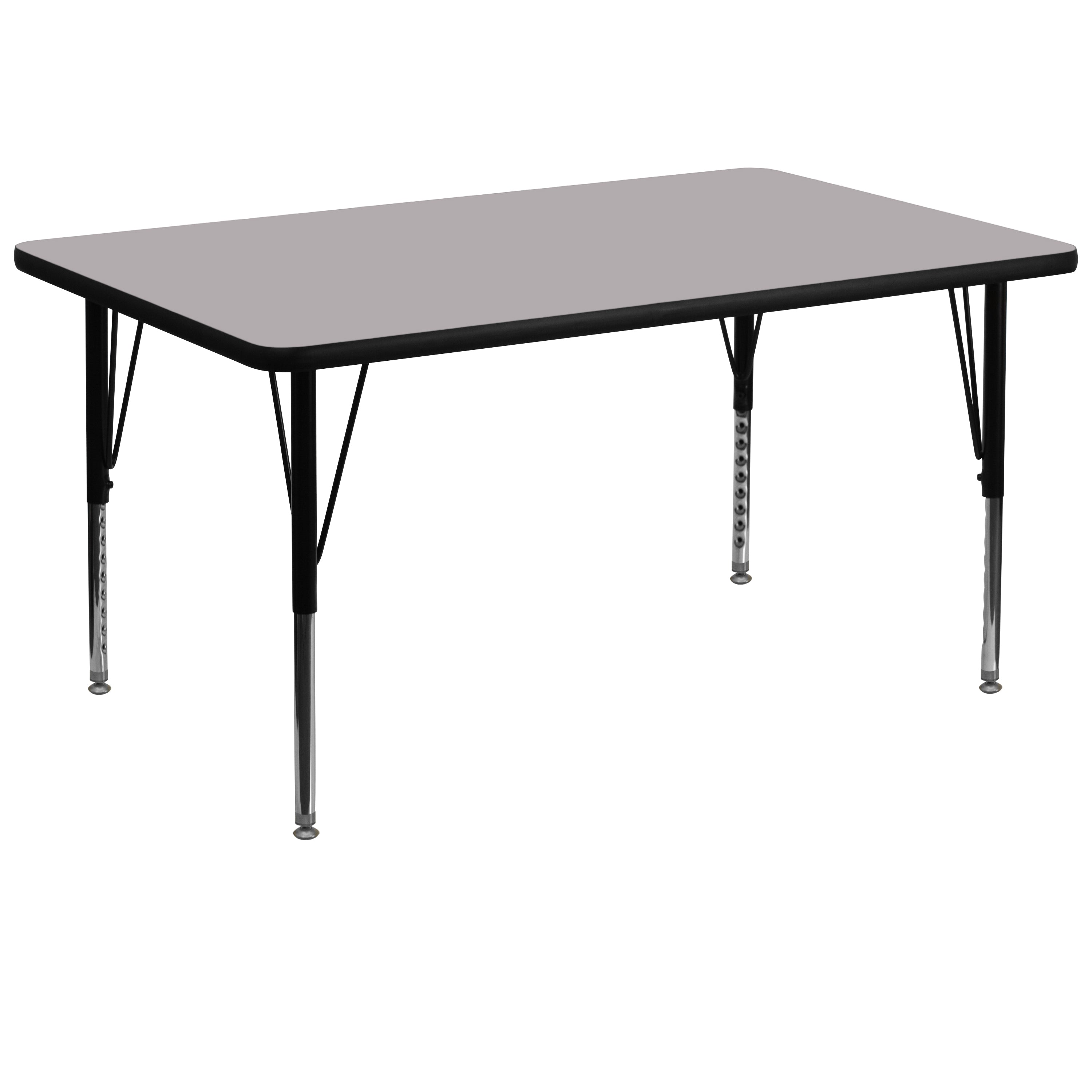 Wren 36''W x 72''L Rectangular Grey Thermal Laminate Activity Table - Height Adjustable Short Legs