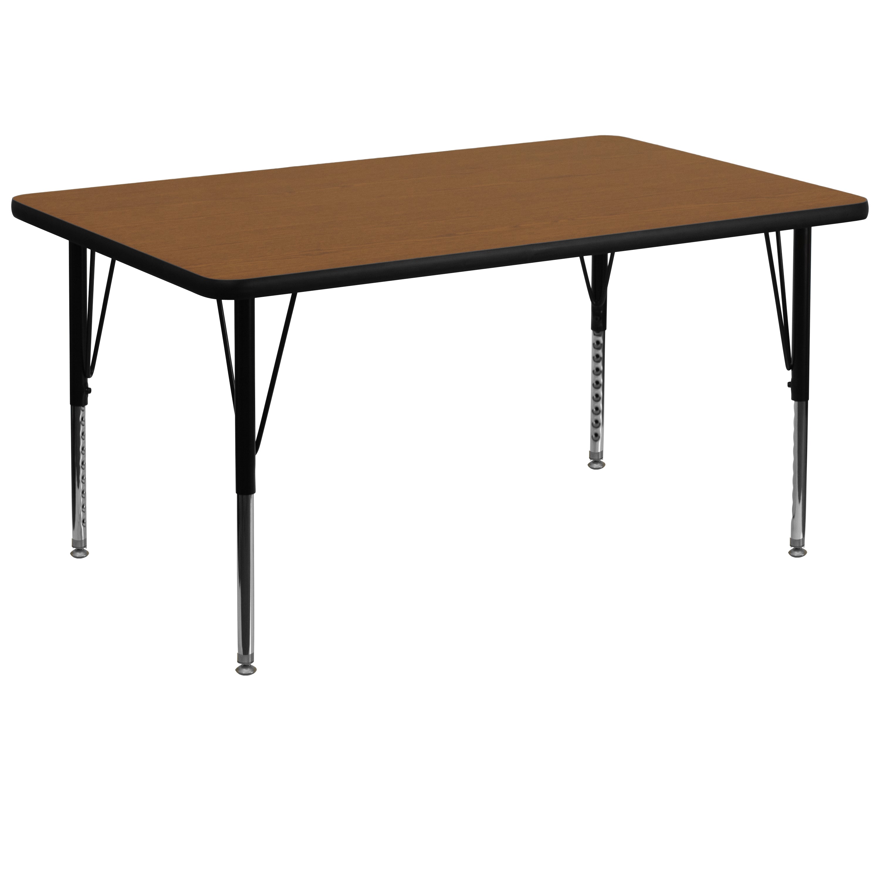 Wren 36''W x 72''L Rectangular Oak HP Laminate Activity Table - Height Adjustable Short Legs