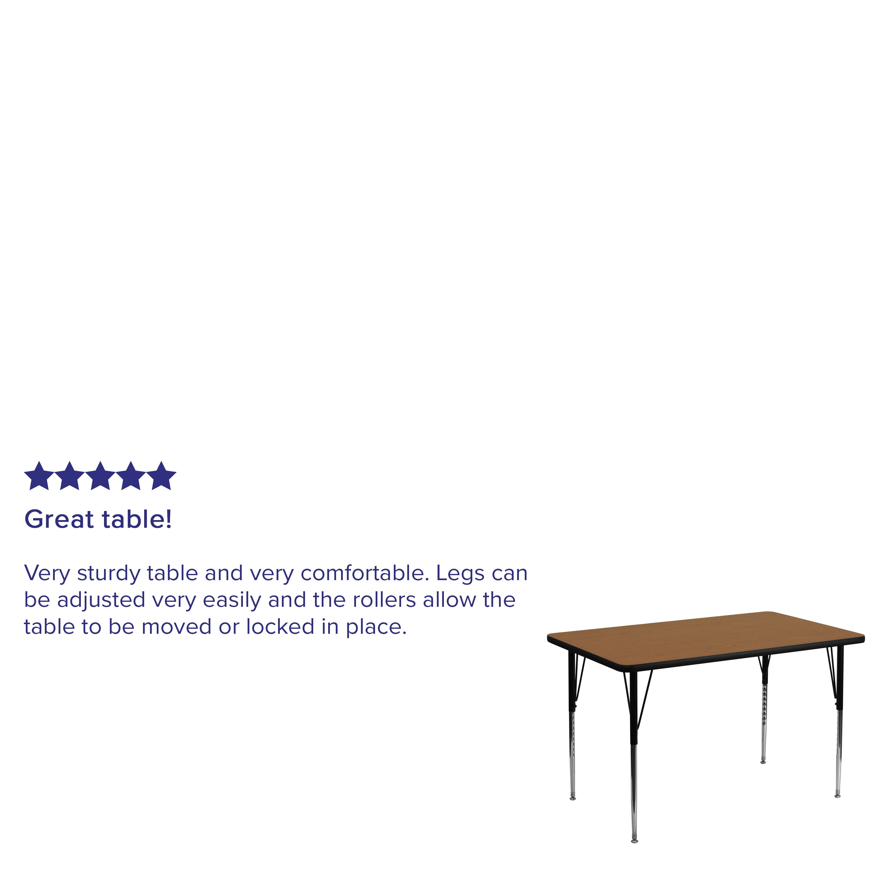 Wren 36''W x 72''L Rectangular Oak Thermal Laminate Activity Table - Standard Height Adjustable Legs