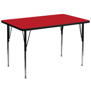 Wren 36''W x 72''L Rectangular Red HP Laminate Activity Table - Standard Height Adjustable Legs